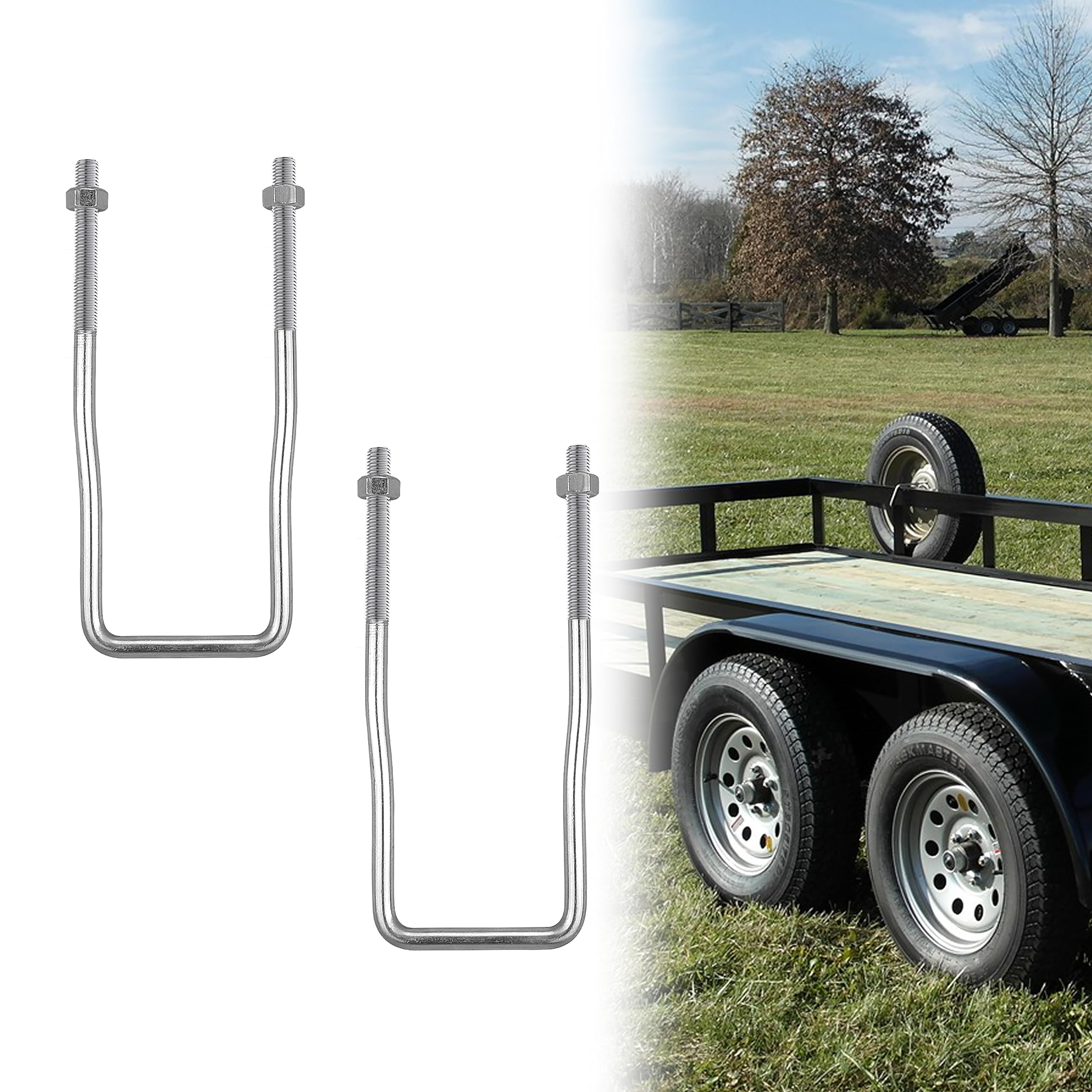 Vonlx U-Bolt Spare Tire Carrier Holder Bracket For Trailer Side Mount 4 Or 5 Lug Zinc Plated Fit For Ski Boat, Fishing Boat Or S
