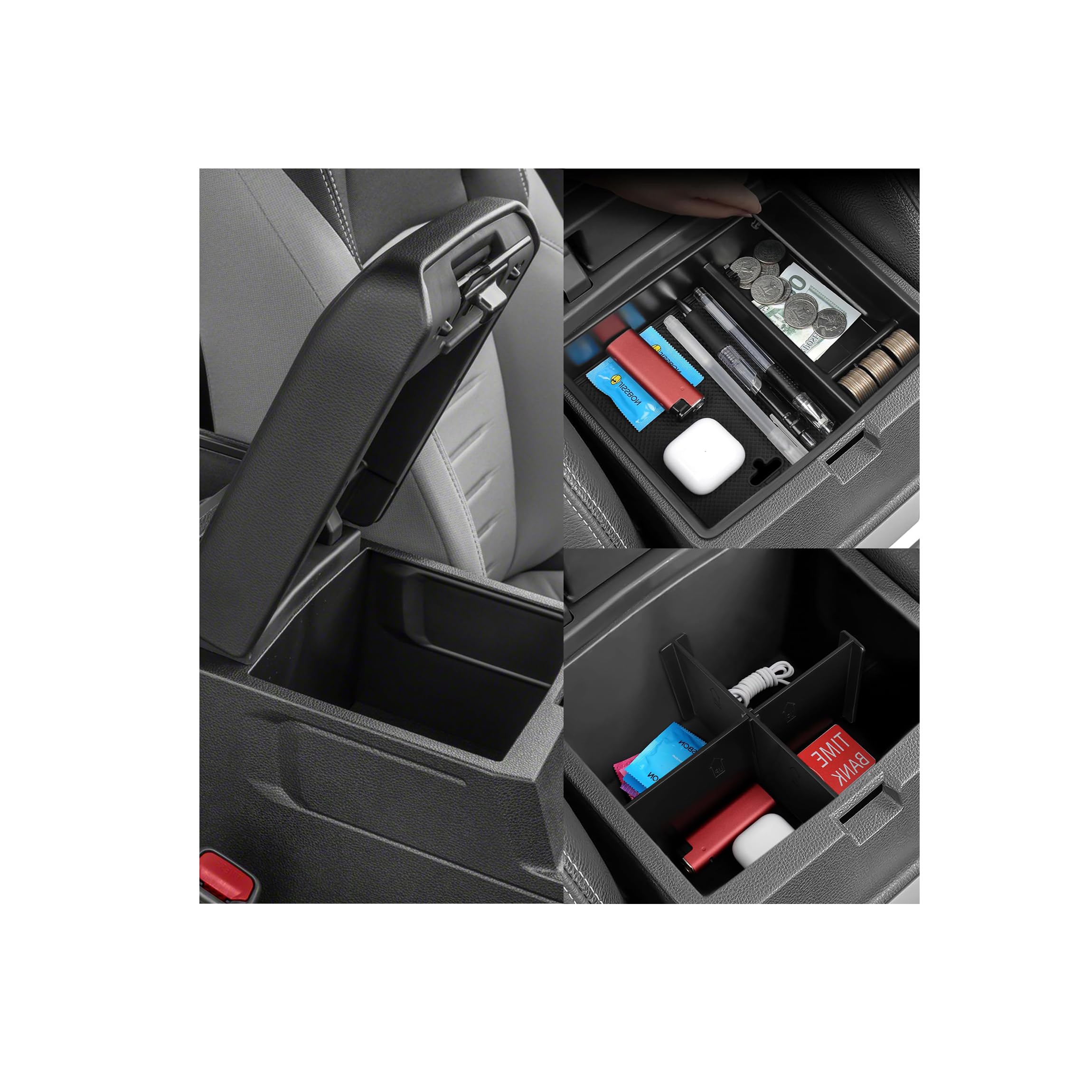 YOJOJOCO 2PCS Center Console Organizer Compatible with Toyota 2026 2025 2024 Tacoma Accessories ABS Plastic Material Hidden Stor