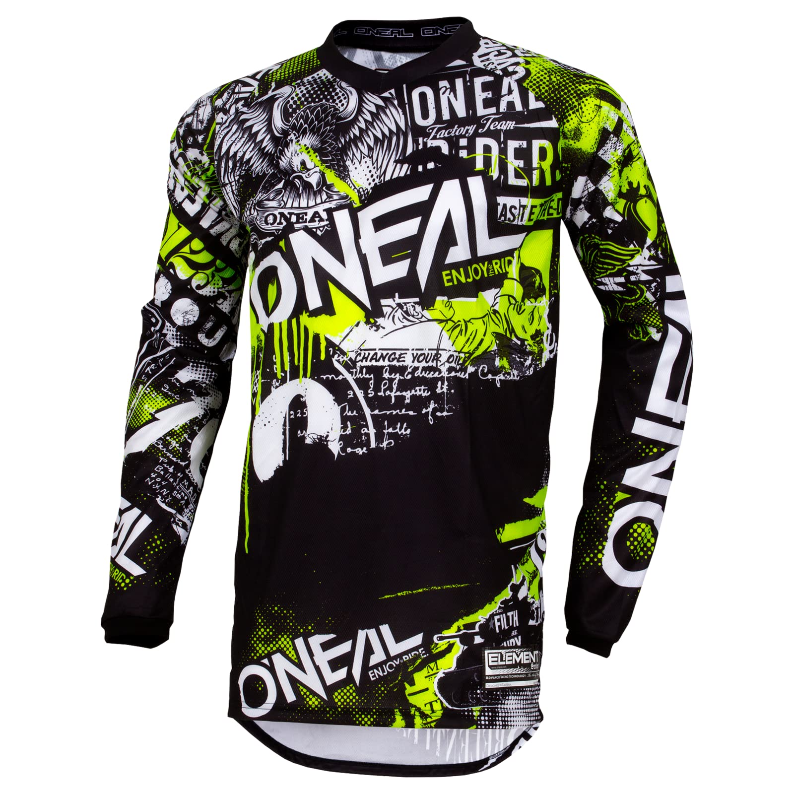 O'Neal - 0008-803 Unisex-Adult Element Attack Jersey (Black/Hi-Viz, Medium)