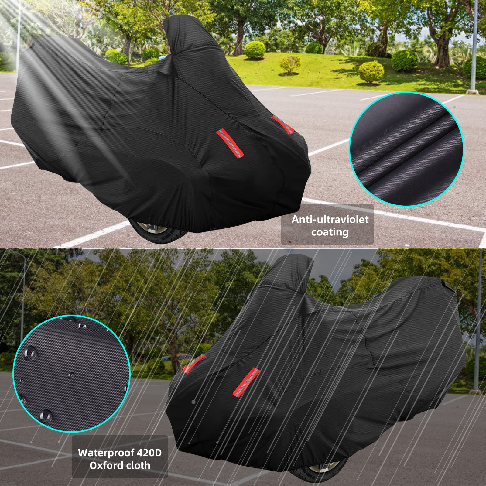 Can Am Spyder RT Cover 2010-2022, Can Am Spyder Cover Waterproof All Weather, 420D Oxford Cloth PU Coating, Waterproof and Anti-