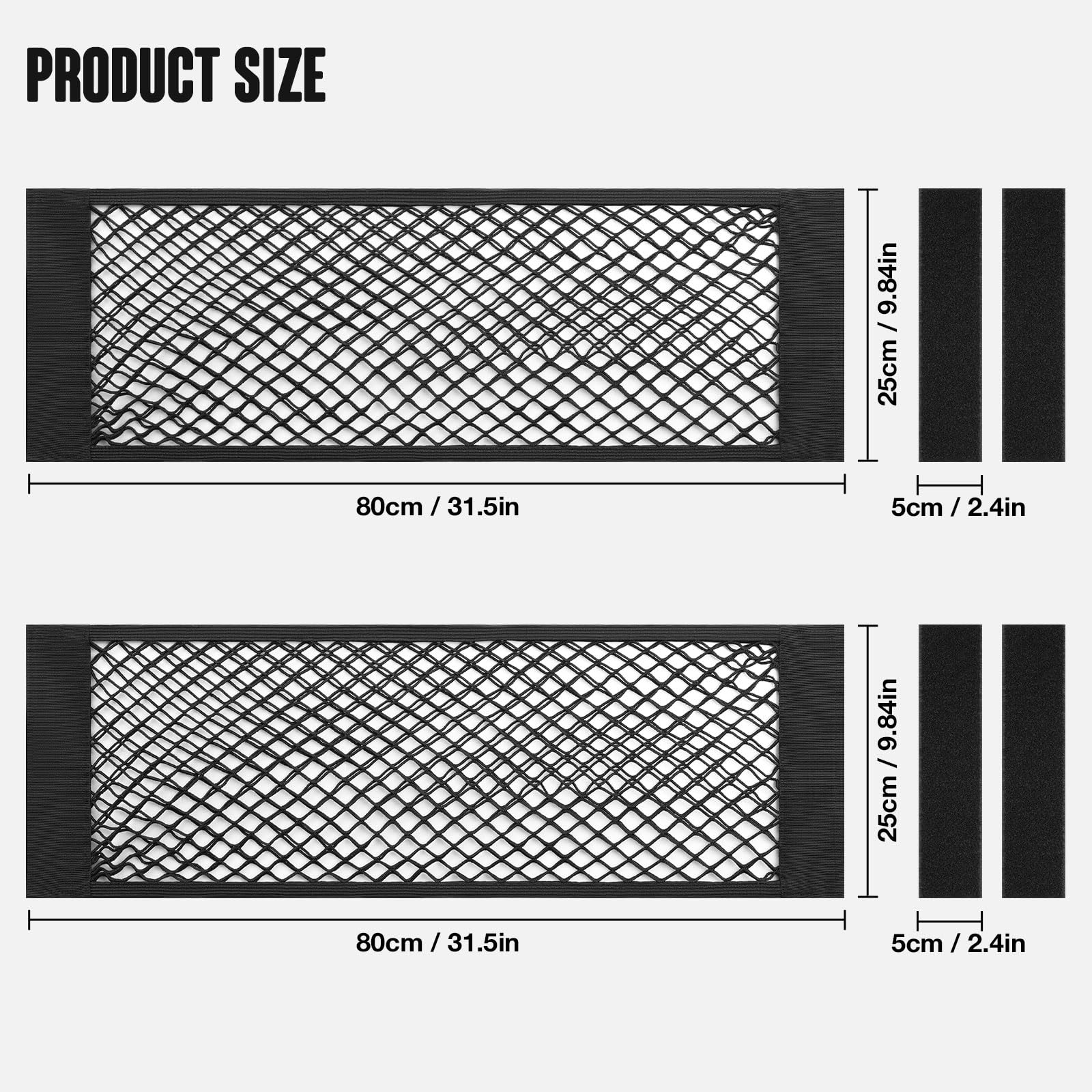 TOBWOLF Mesh Storage Pocket Bag, 2PCS, 9.8x31.5in, High Capacity, Hook & Loop Adhesive, Polyester, Model R22044-TW-US