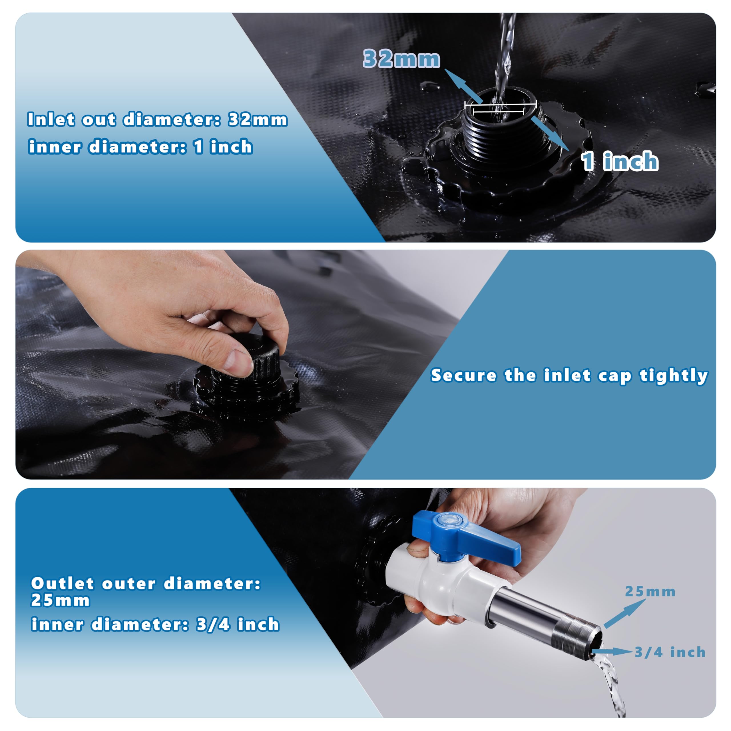 Ghosoone 240 L/63 Gal Water Bladder Tank, Foldable Portable Water Storage Container, Emergency Water Bag For Rv, Truck Bed, Fire