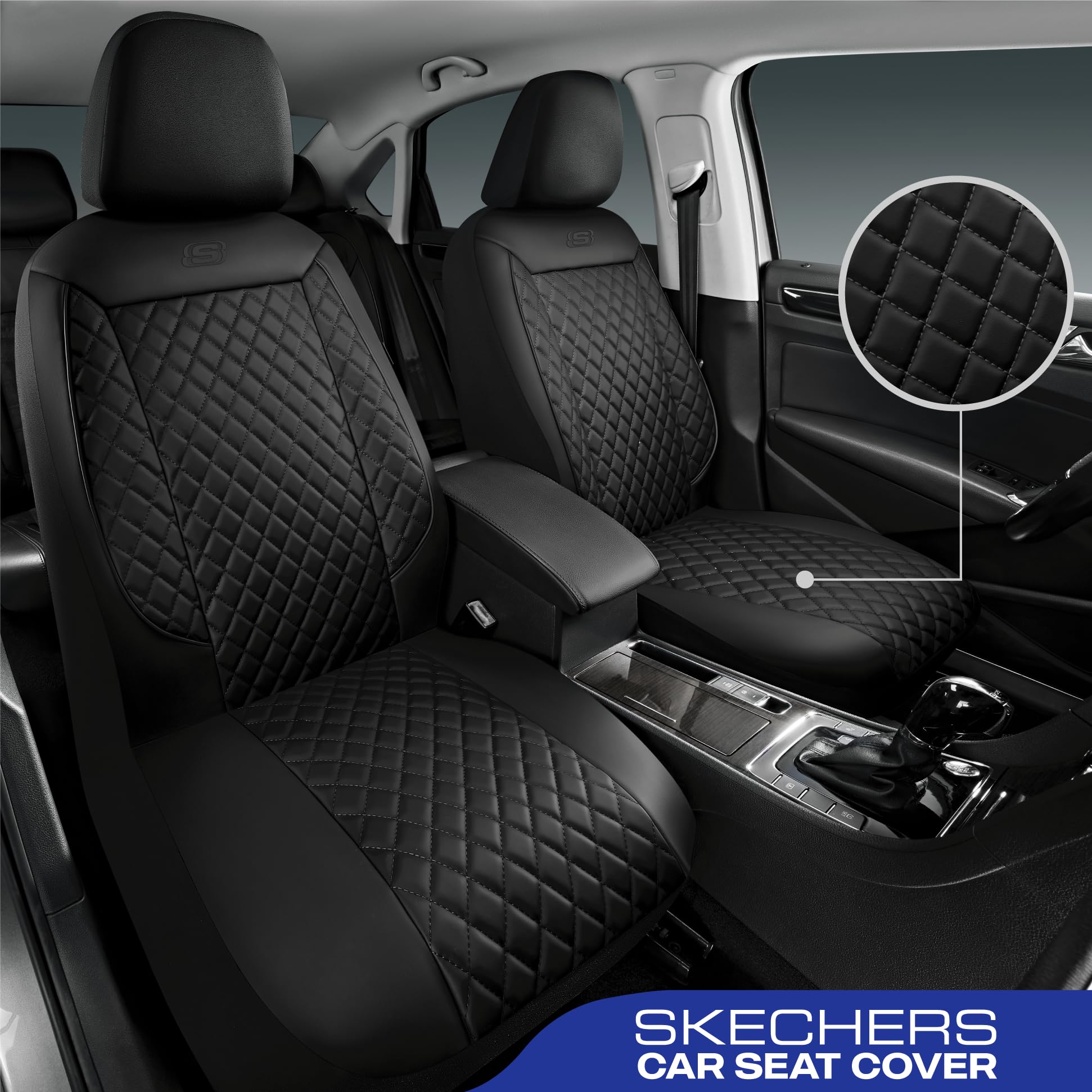 Skechers Car Seat Covers,Piping Luxury Faux Seat Covers,Waterproof Anti Slip Car Seat Protector Front Seats,Car Accessories Airb