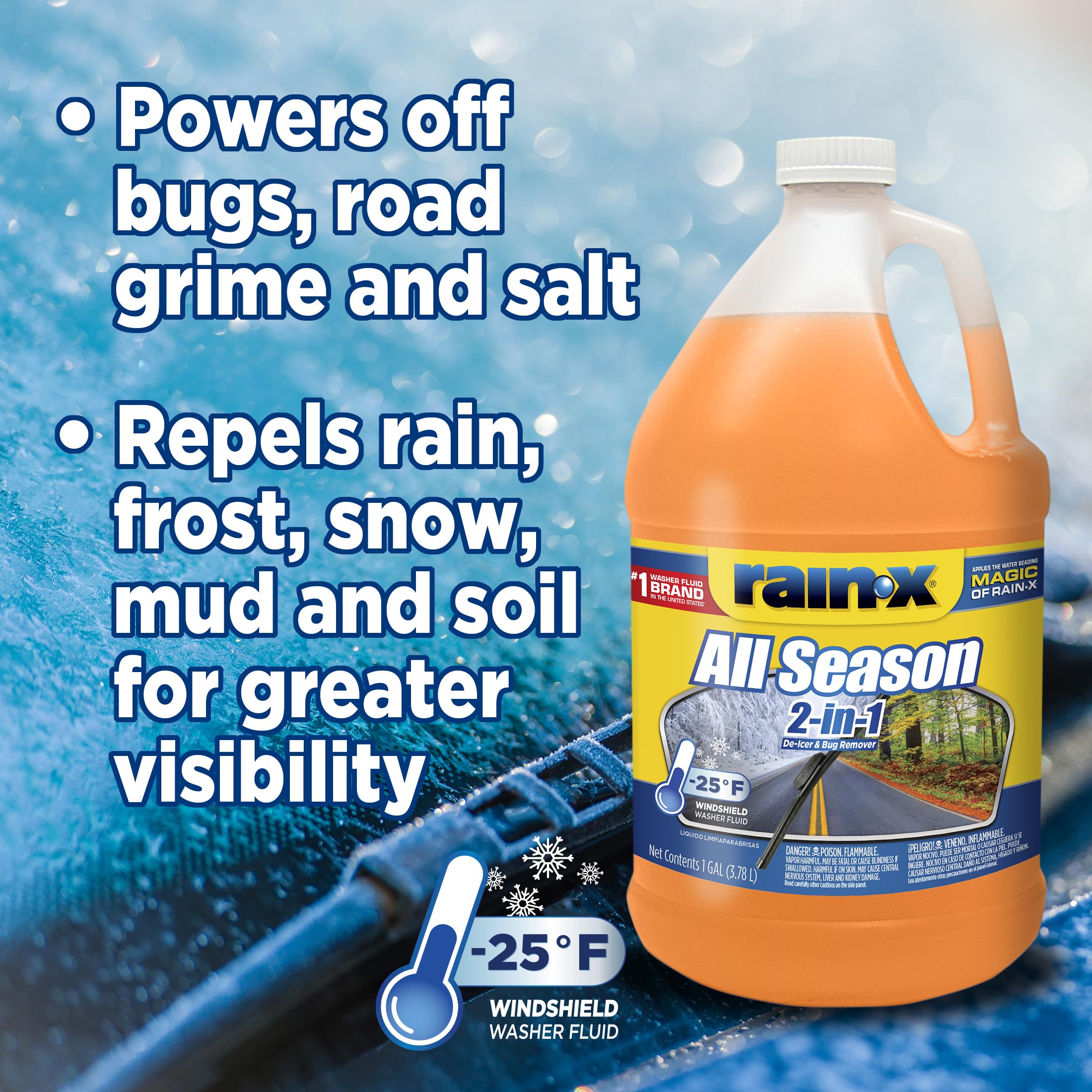 Rain-X Gallon Windshield Washer Fluid - 2 in 1 Formula, 1 Count, Model 690050