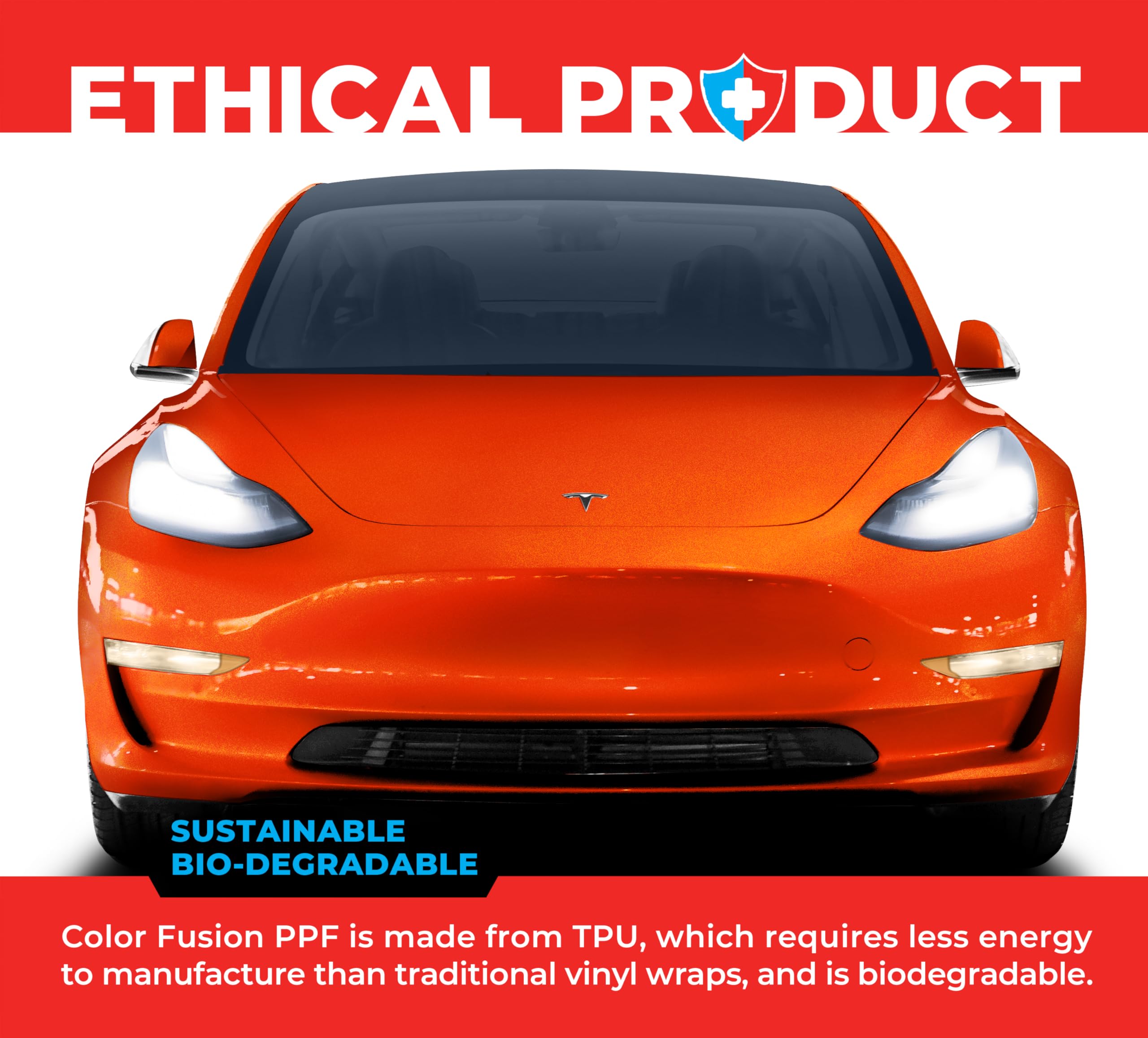VViViD ColorFusion Gloss Flame Orange PPF Vinyl Car Wrap, 6ft x 5ft, Dry Apply, Polyurethane (PU)