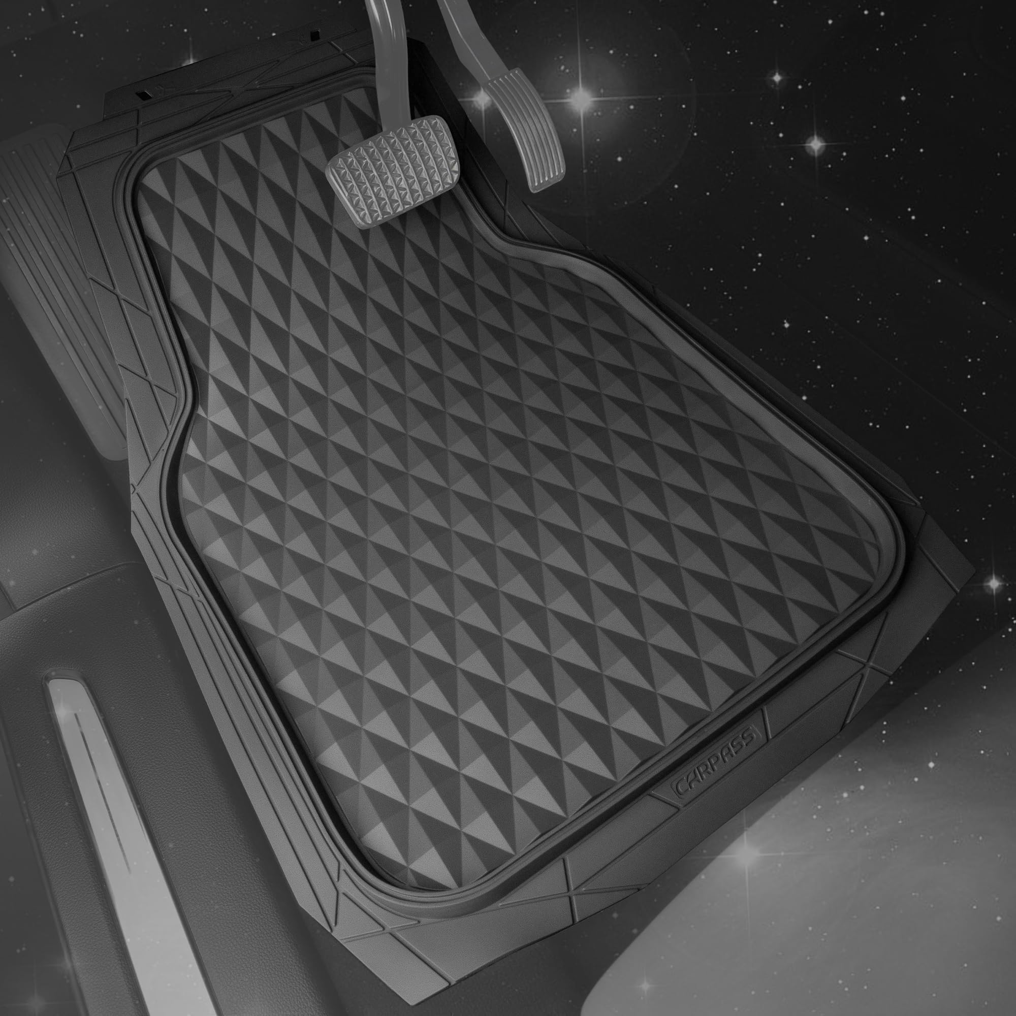 Car Pass Heavy Duty Charcoal Gray Rubber Car Floor Mats Univeraal Fit, Deep Dish All-Weather Floor Mat For Car, Waterproof Durab