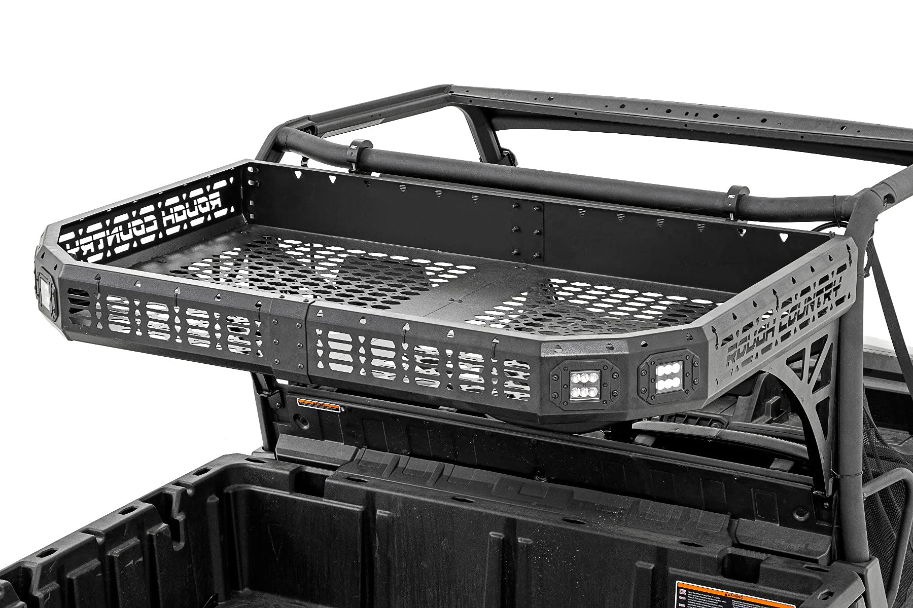 Rough Country Rear Cargo Rack for 17-22 Can-Am Defender, Alloy Steel, Black, Model 97024