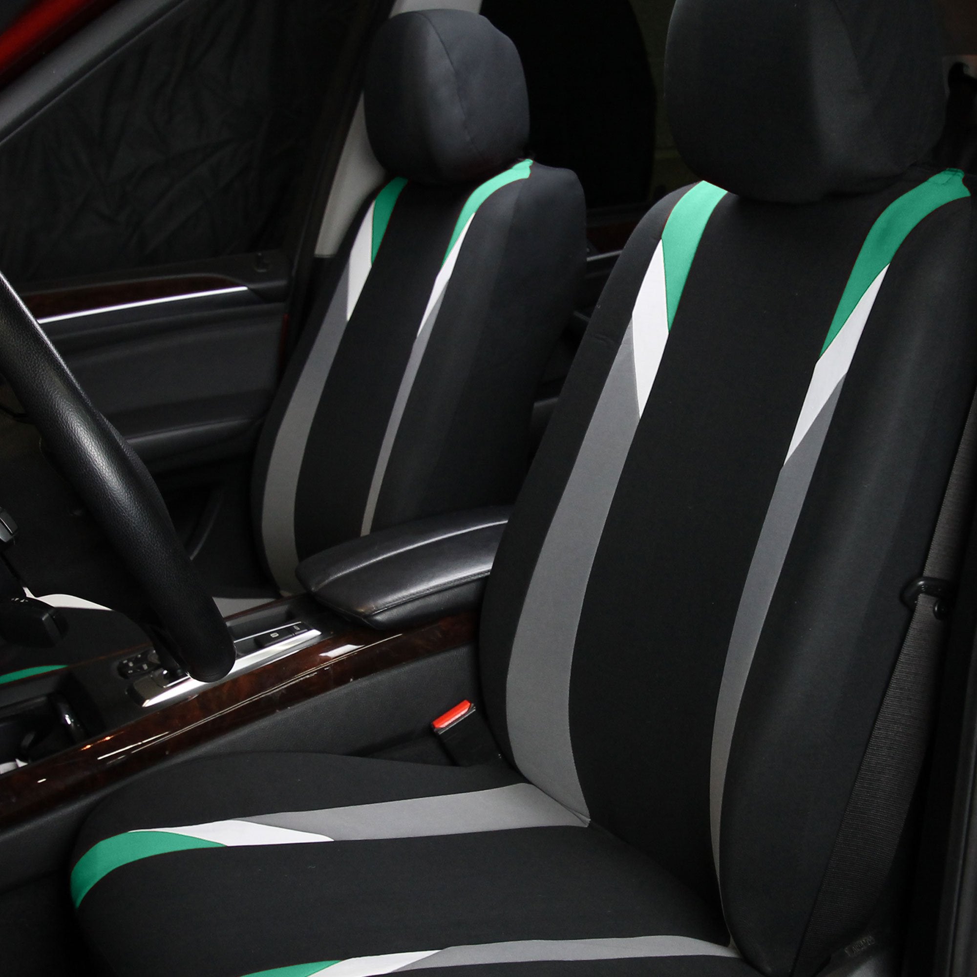 Fh Group Front Set Cloth Car Seat Covers For Low Back Car Seats With Removable Headrest, Universal Fit, Airbag Compatible, Seat