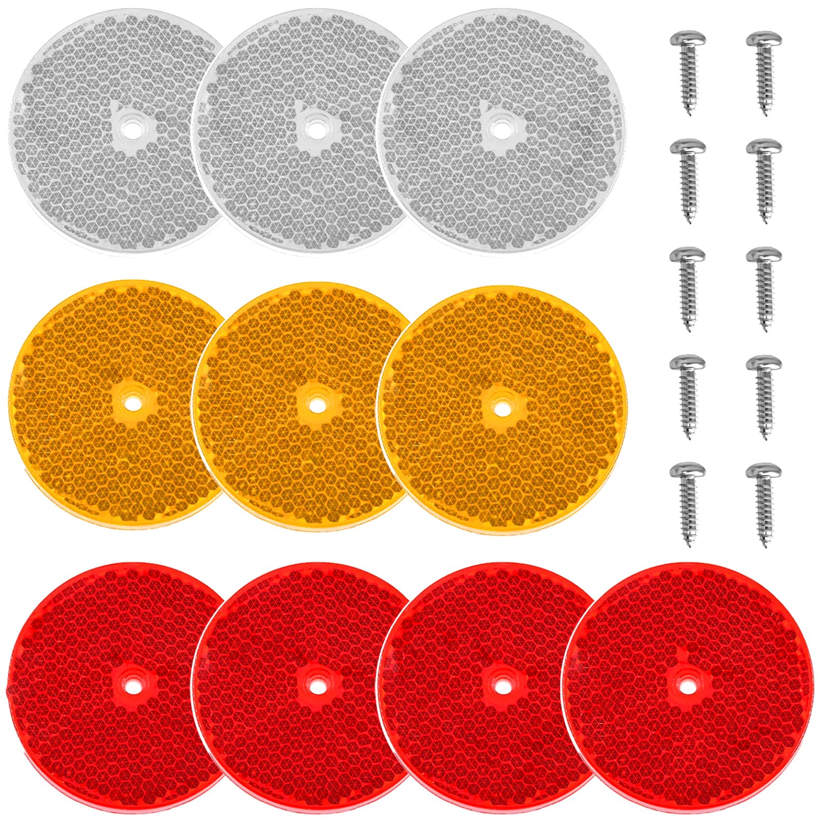 Smseace 10Pcs Round Reflectors With 10Pcs Stainless Steel Screw Used For Mailboxes,Driveway,Tunnels,Post,Cars,Trailer Reflector