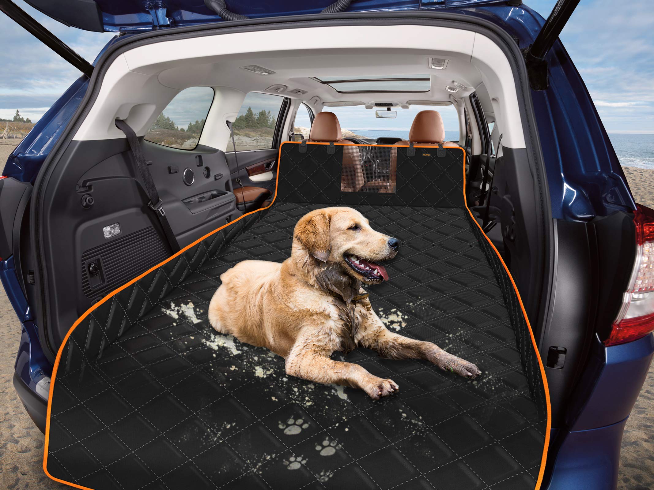 Ibuddy Suv Cargo Liner For Dogs Waterproof Pet Cargo Cover With Mesh Window Non Slip Durable Dog Seat Cover Protector With Bumpe