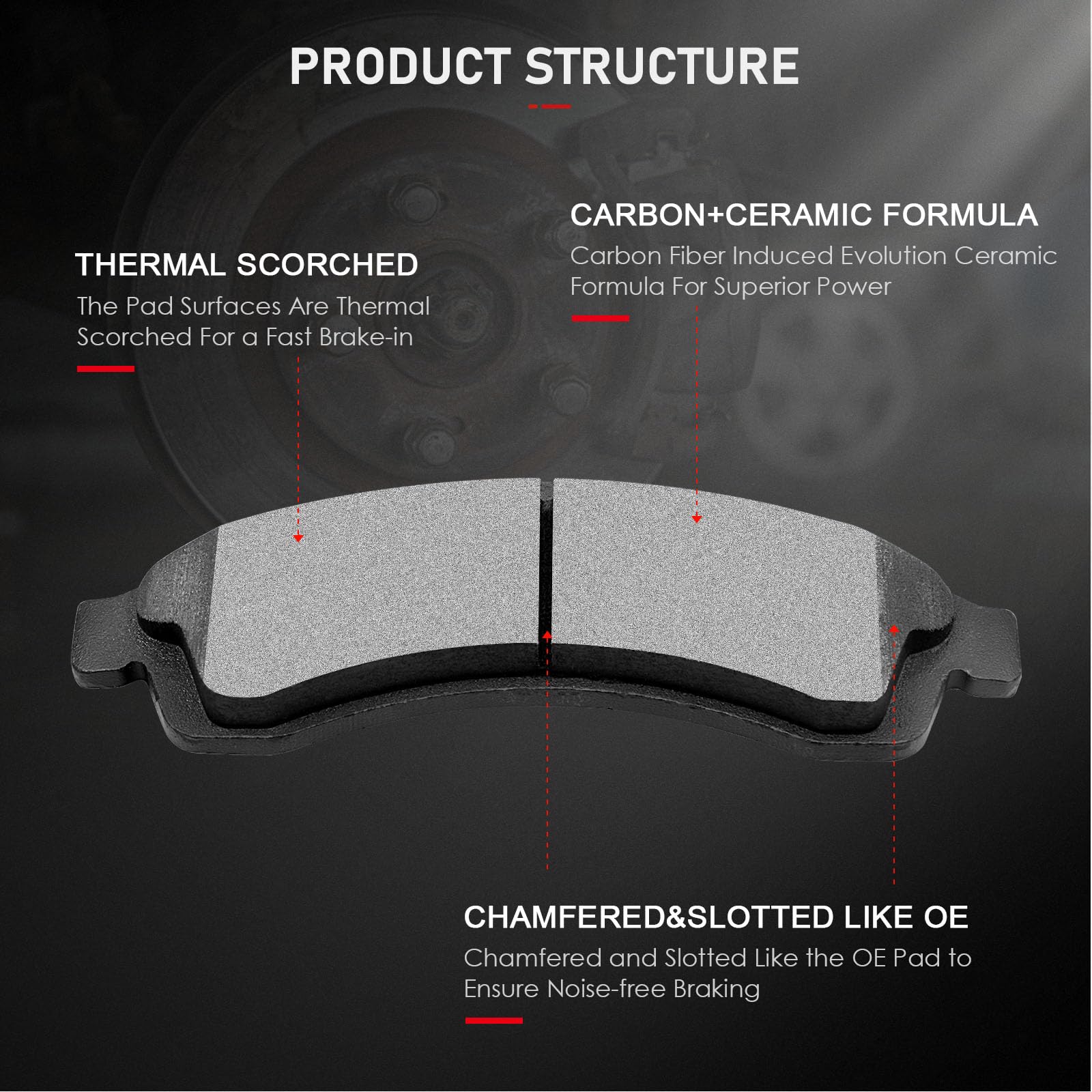 Cciyu D882 Front Semi-Metallic Disc Brake Pads Kit For Buick Rainier For Chevrolet Ssr Trailblazer Trailblazer Ext For Gmc Envoy