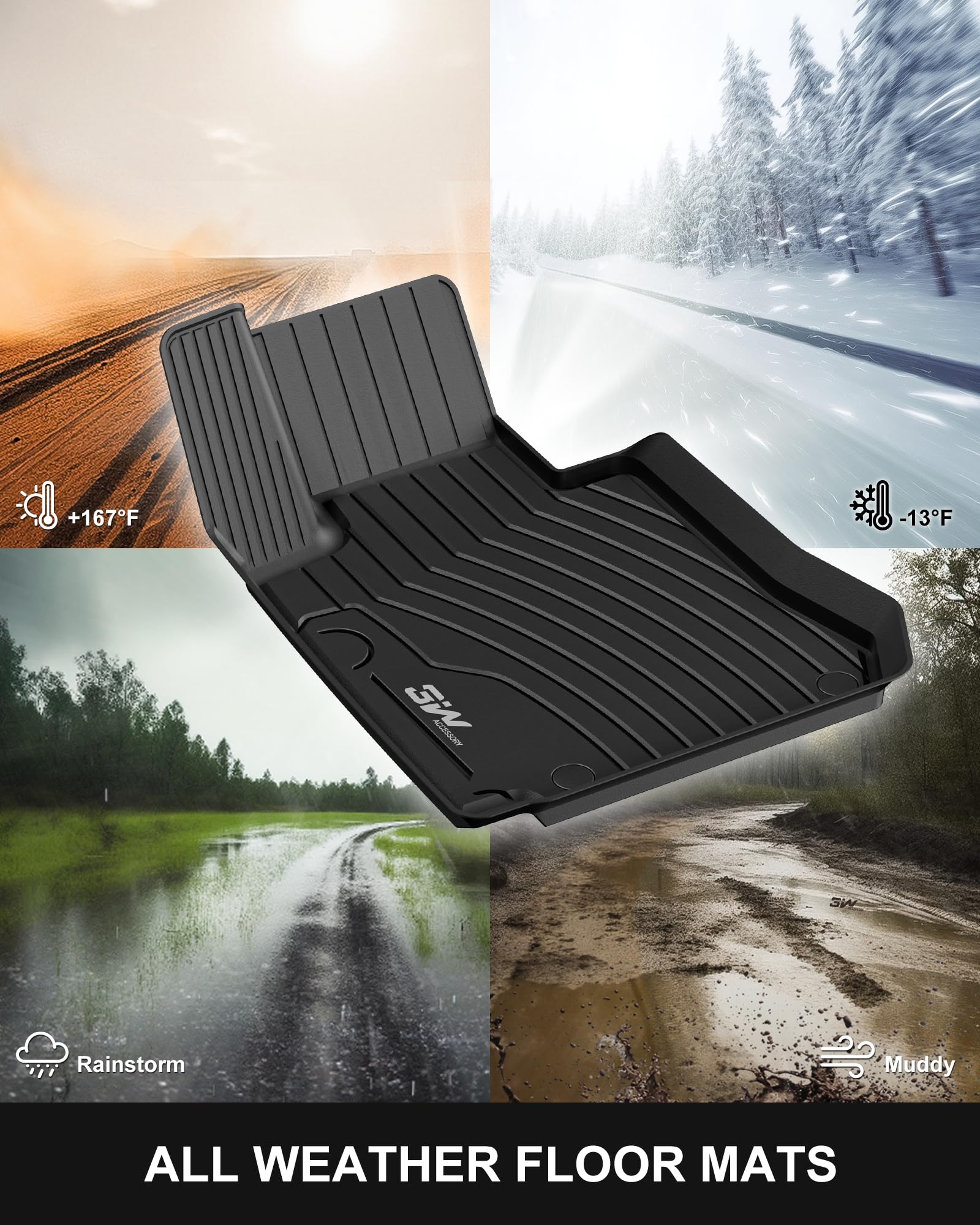 3W Floor Mats And Cargo Liner Compatible For Benz Glc Floor And Trunk 2016-2022, Tpe All Weather Custom Fit Floor Liner And Carg