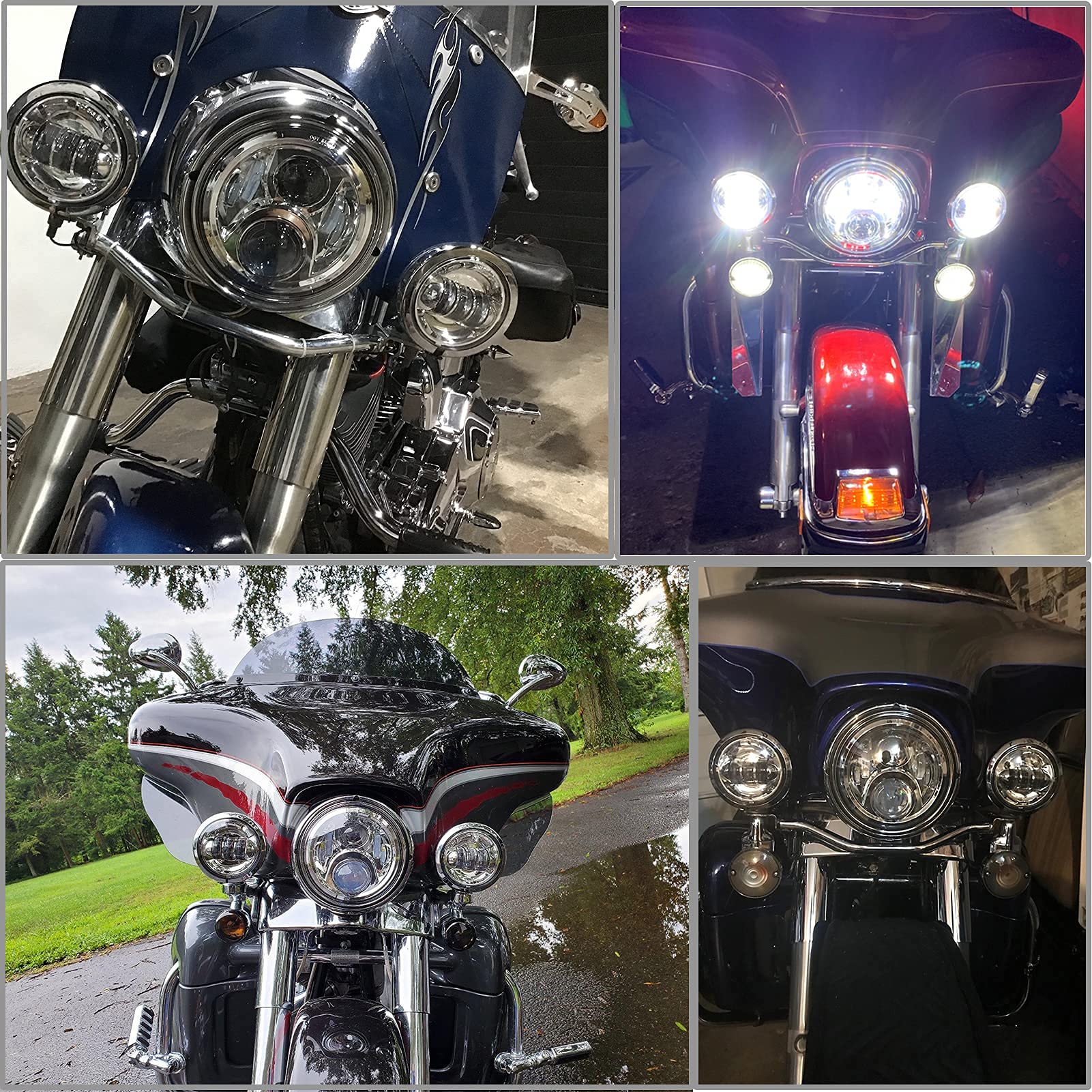 Alyoned 7 Inch Motorcycle Led Headlight 4.5 Fog Passing Lights Dot Kit Compatible With Harley Davidson Fat Boy Street Glide Heritage Softail Road King Switchback Electra Glide Ultra Classic Chrome