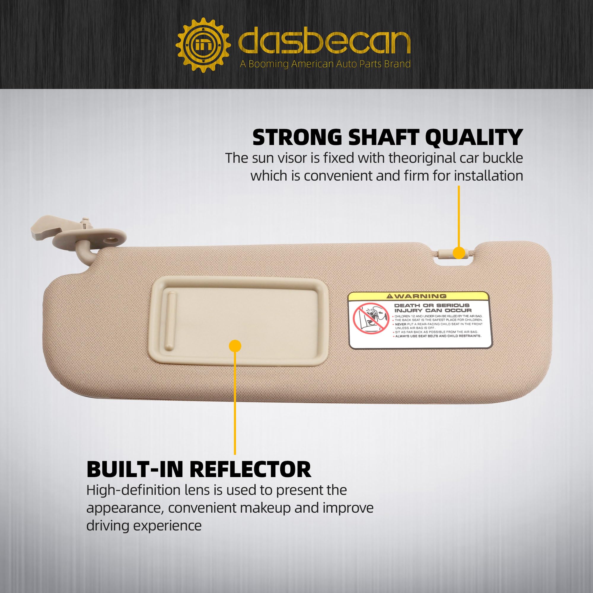 Dasbecan Beige Left Driver Side Sun Visor Compatible With Hyundai Elantra 2011 2012 2013 2014 2015 Replaces# 852103X000Tx