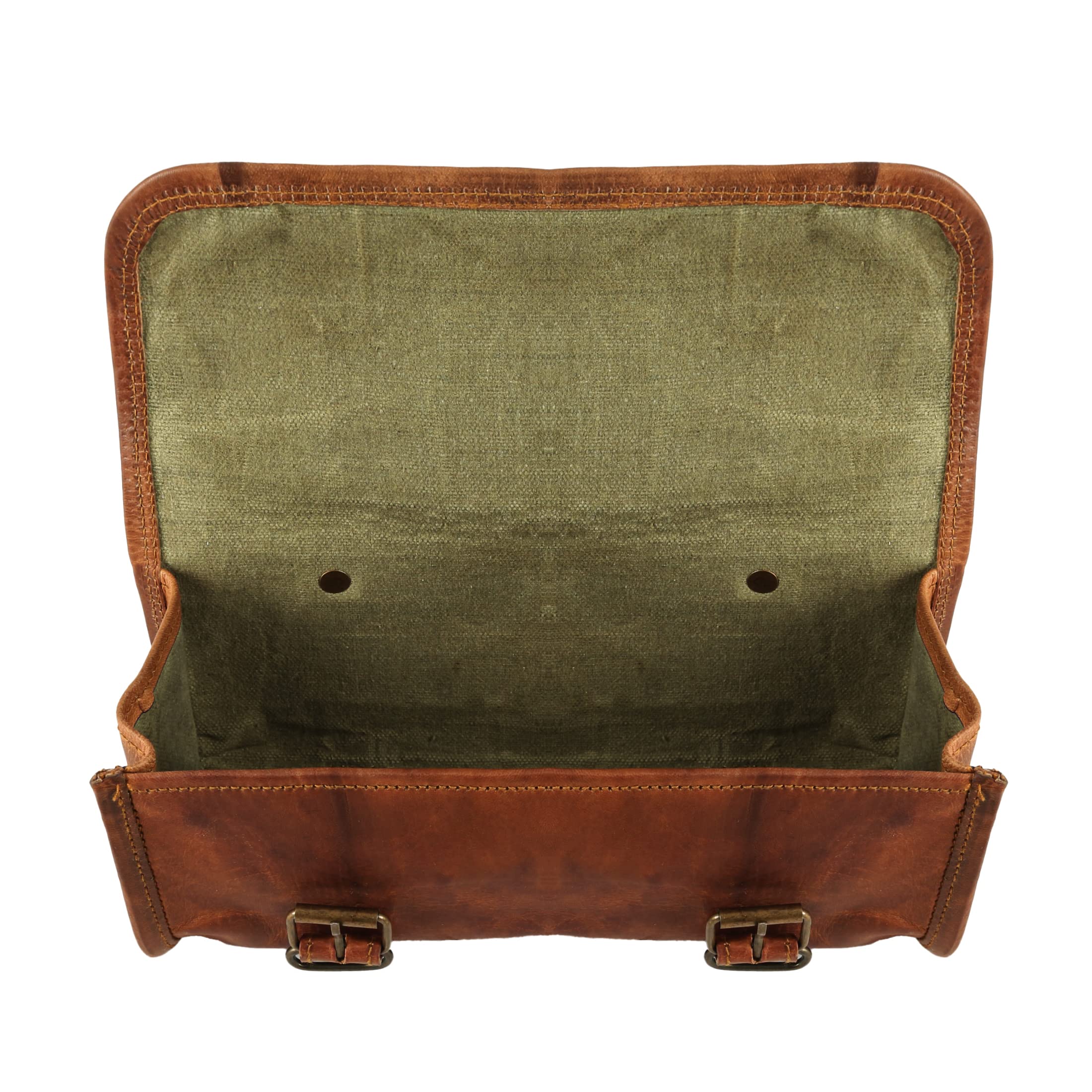 The Vintage Stuff Leather Handlebar Bag Brown Saddle Motorcycle Bag Bicycle Tool Bag Buff Leather Travel Accessory Pouch (Tan Br