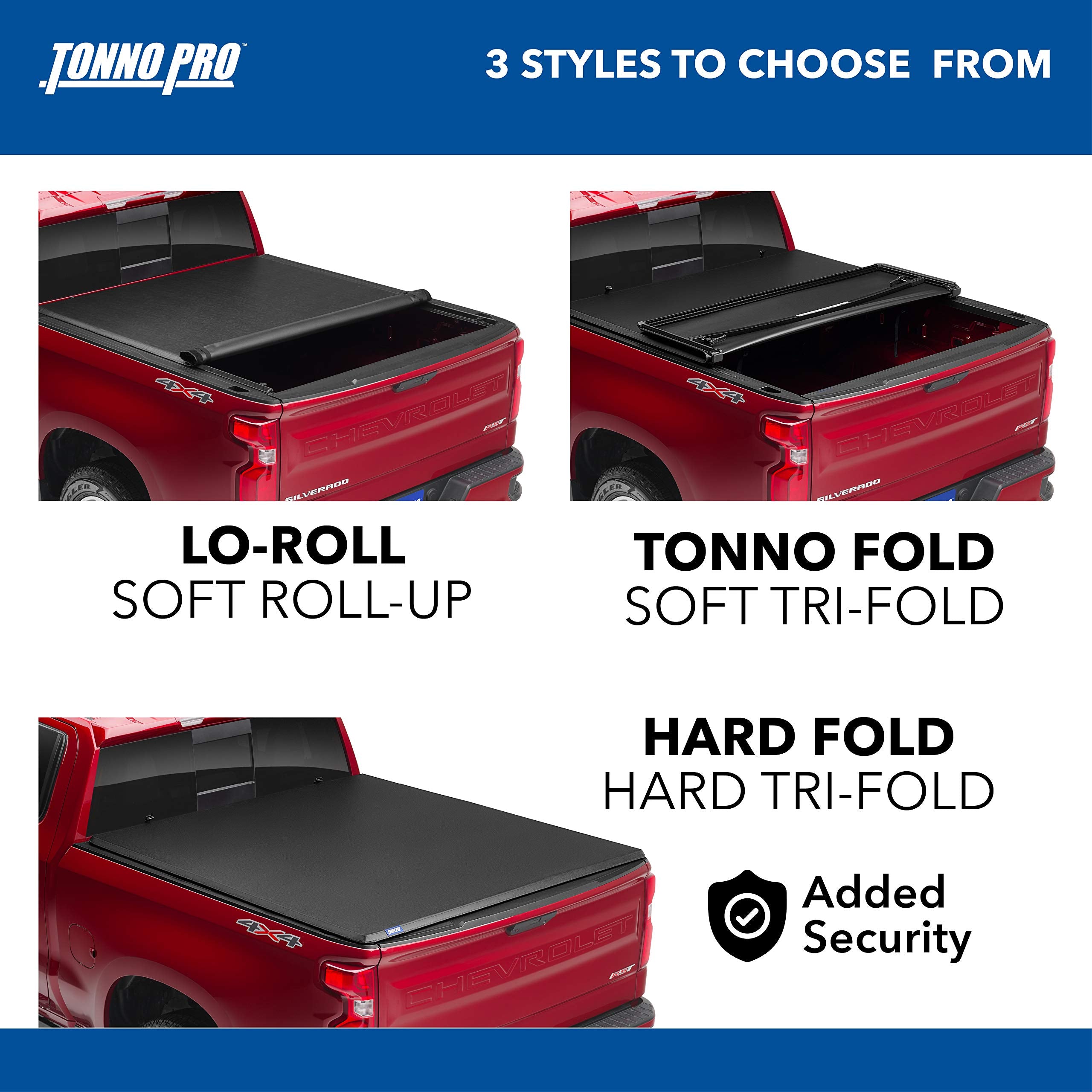 Tonno Pro Lo Roll, Soft Roll-Up Truck Bed Tonneau Cover | Lr-1005 | Fits 1988 - 1999 Chevy/Gmc Silverado/Sierra 1500 Classic 6' 6' Bed (78'), Black