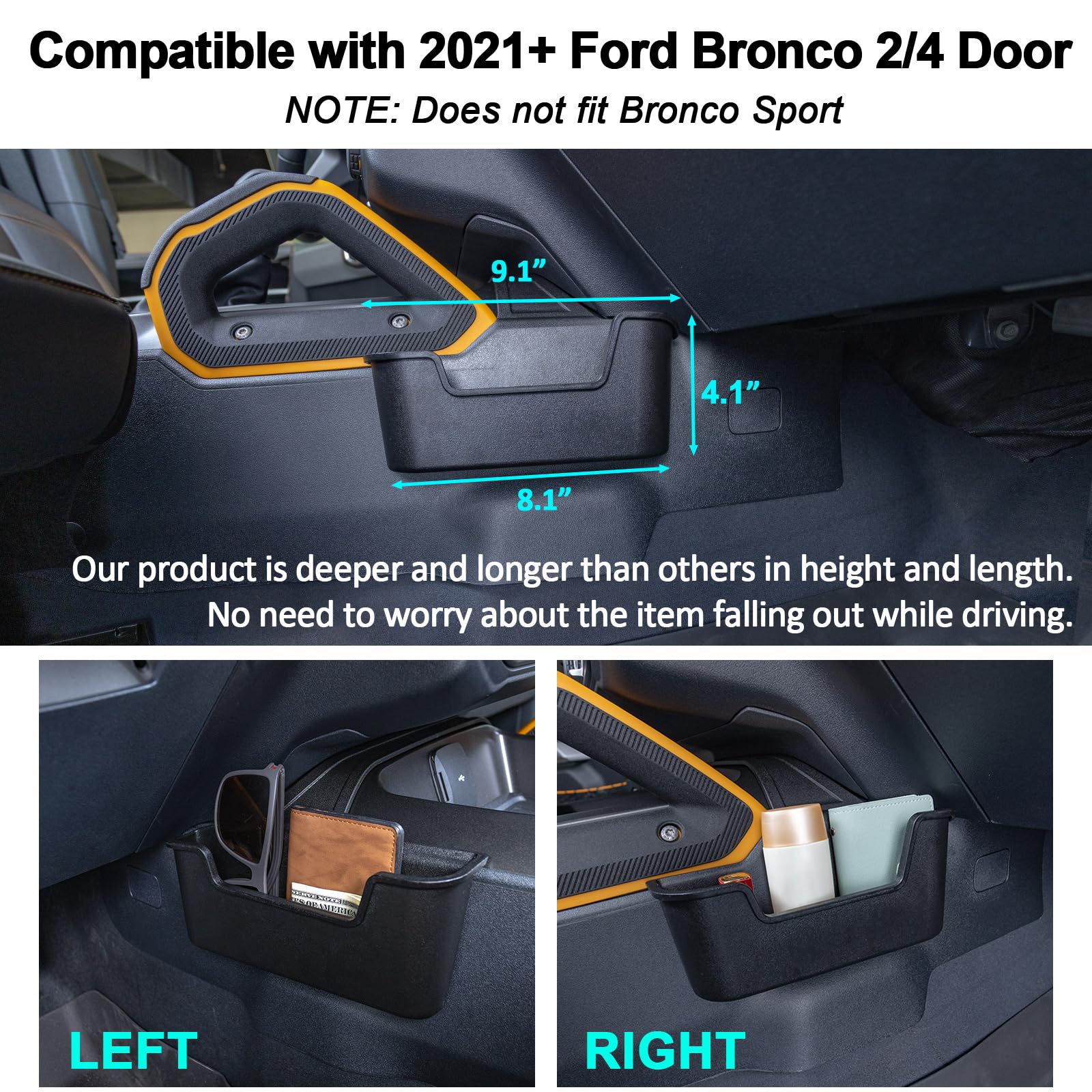 Topinstall Gear Shifter Organizer - Compatible With 2021-2025 Ford Bronco, Center Console Gear Side Storage Box Tray Interior Ac