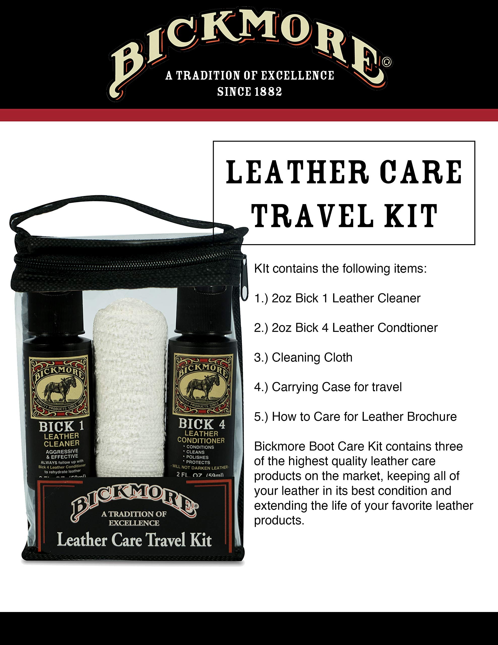 Bickmore Leather Shoe & Boot Travel Care Kit - Repairs, Polishes & Shines - Travel Kit - Leather
