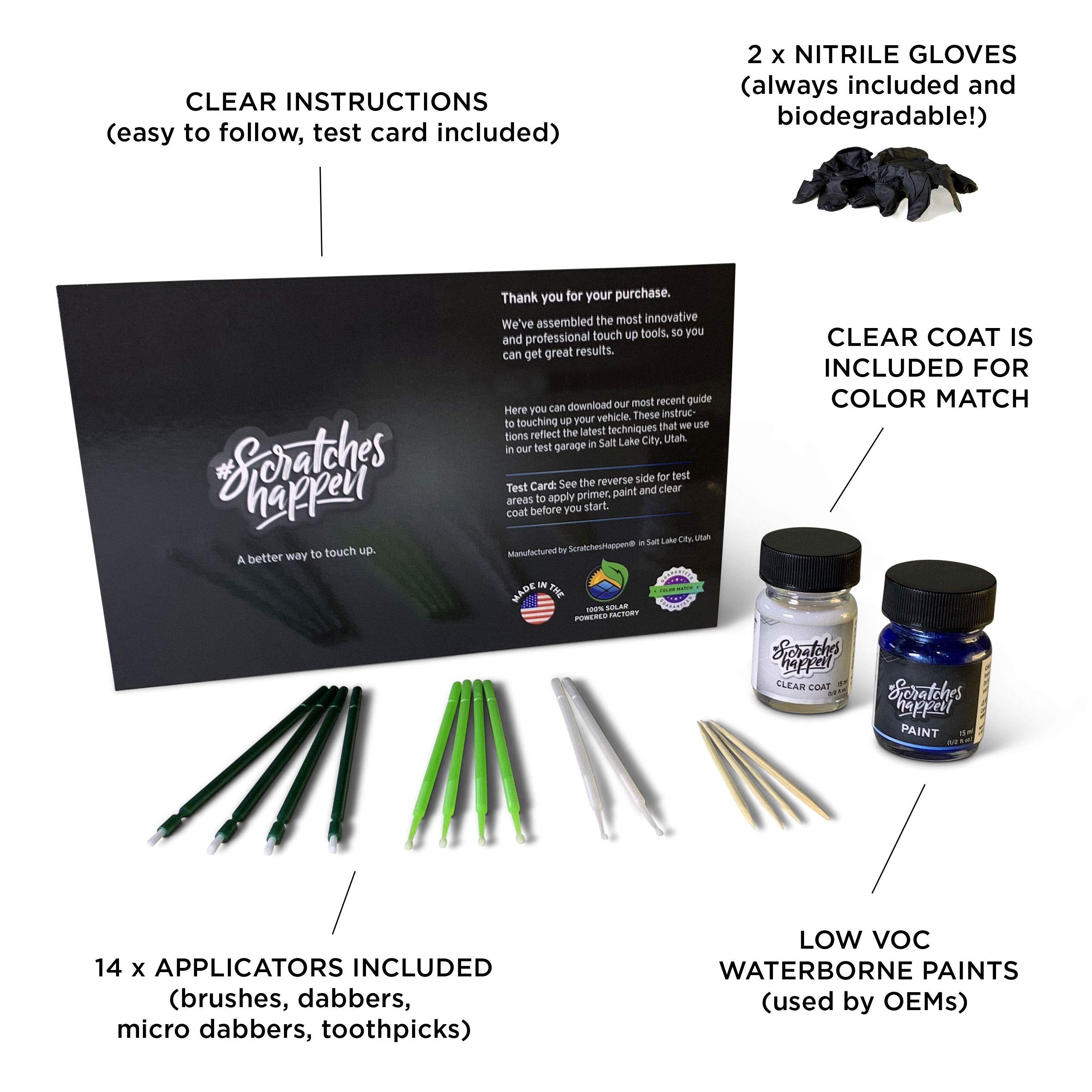 ScratchesHappen Exact-Match Touch Up Paint Kit Compatible with RAM Diamond Black Crystal Pearl (PXJ/KXJ) - Bottle, Essential