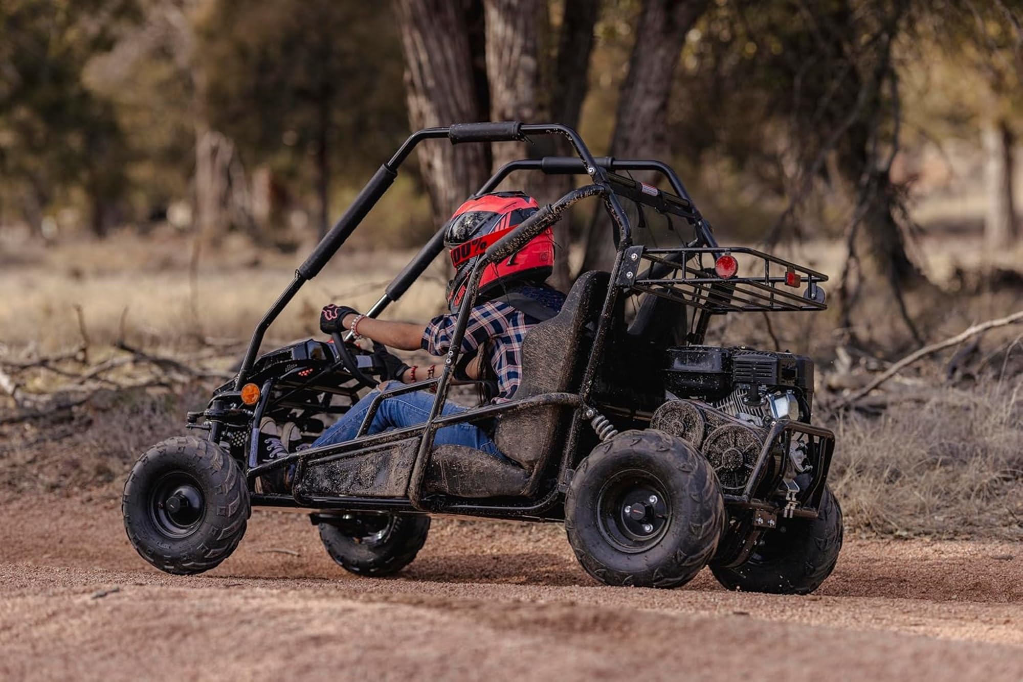 Coleman Powersports GK200 196cc Gas Powered Dual Seat Go-Kart, Reverse Gear, Adjustable Suspension, 275 lbs Maximum Load, Off Ro