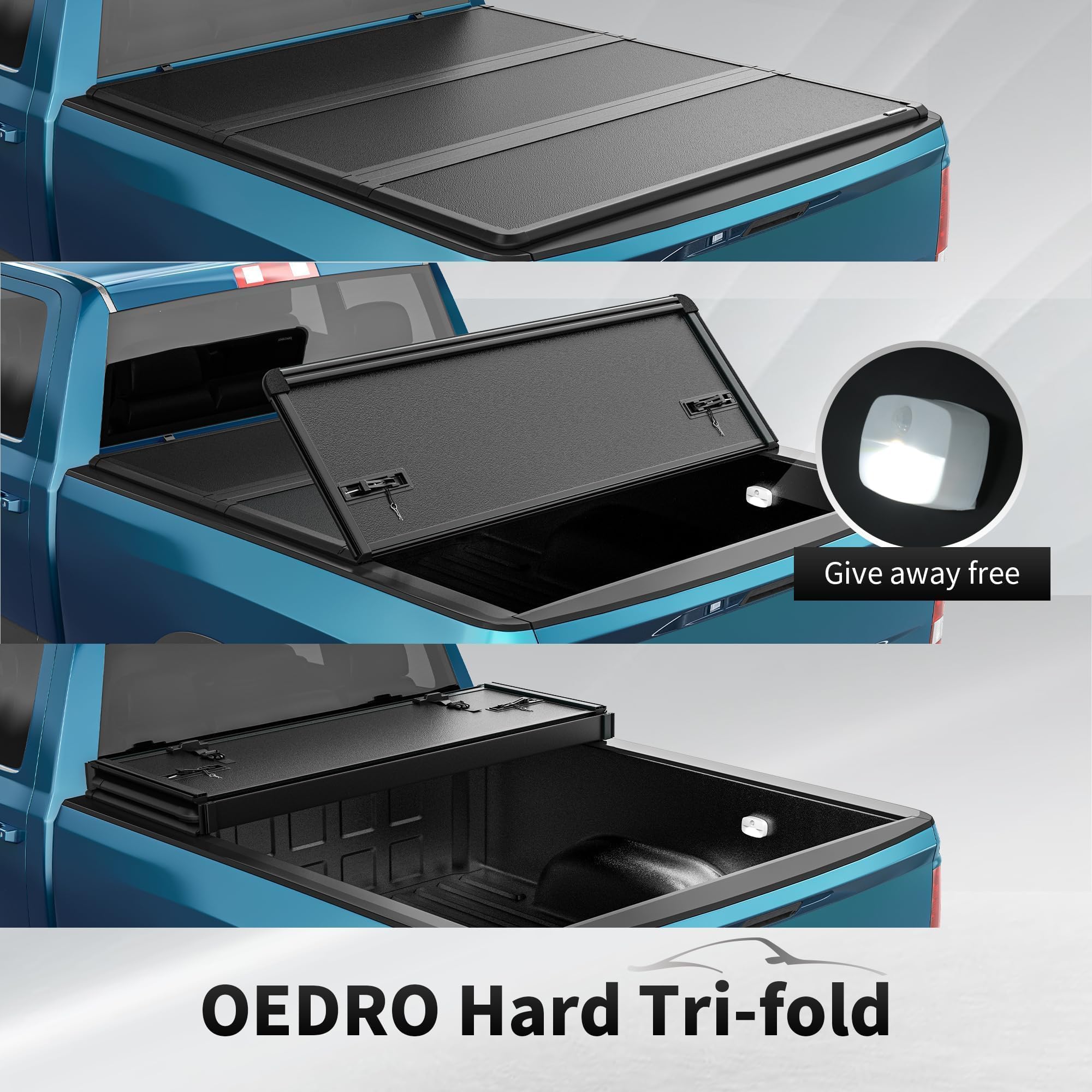 Oedro Frp Hard Tri-Fold Tonneau Cover Fold Truck Bed Covers Compatible With 2015-2025 Chevy Colorado/Gmc Canyon With 5.2 Feet Be