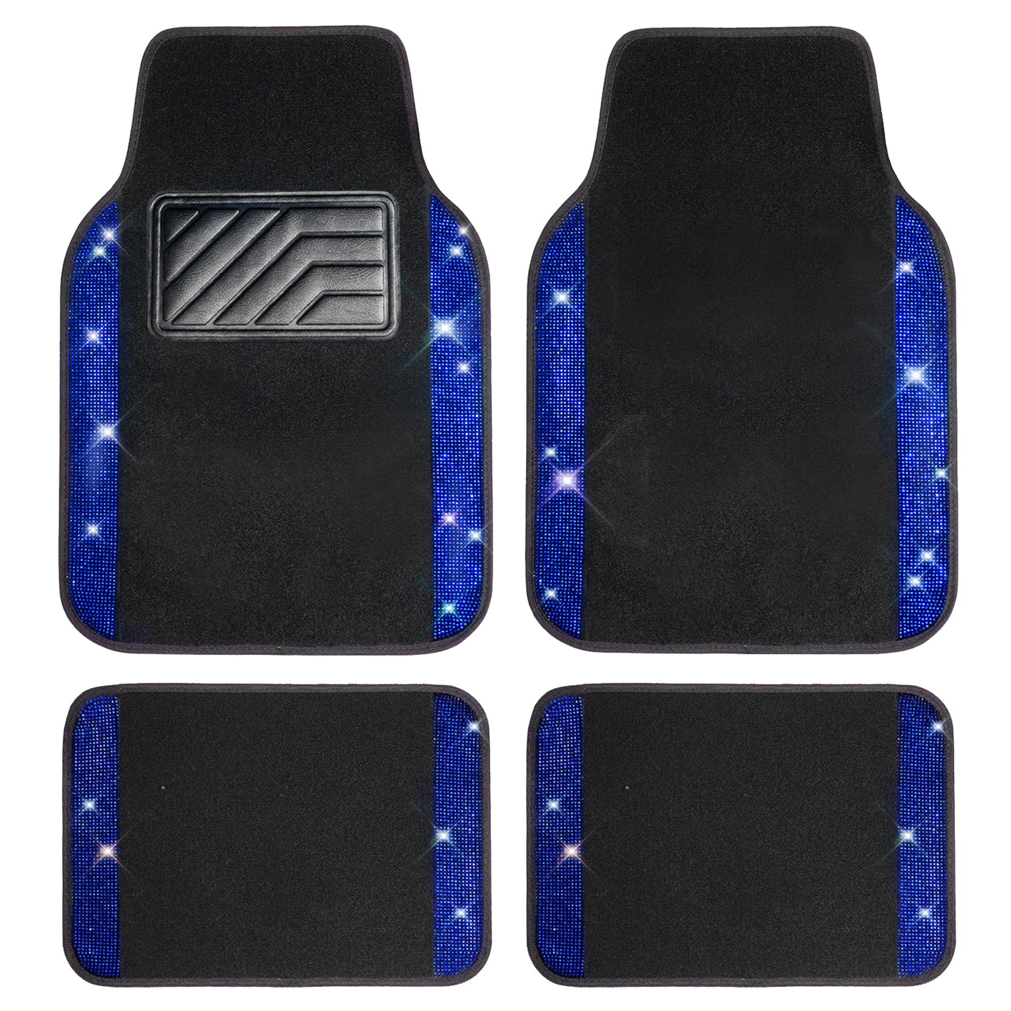 Car Pass Bling Rhinestones Diamond Car Floor Mat,Sparkly Glitter Shining Crystal Carpet Anti-Slip Pvc Heel Pad Waterproof Univer