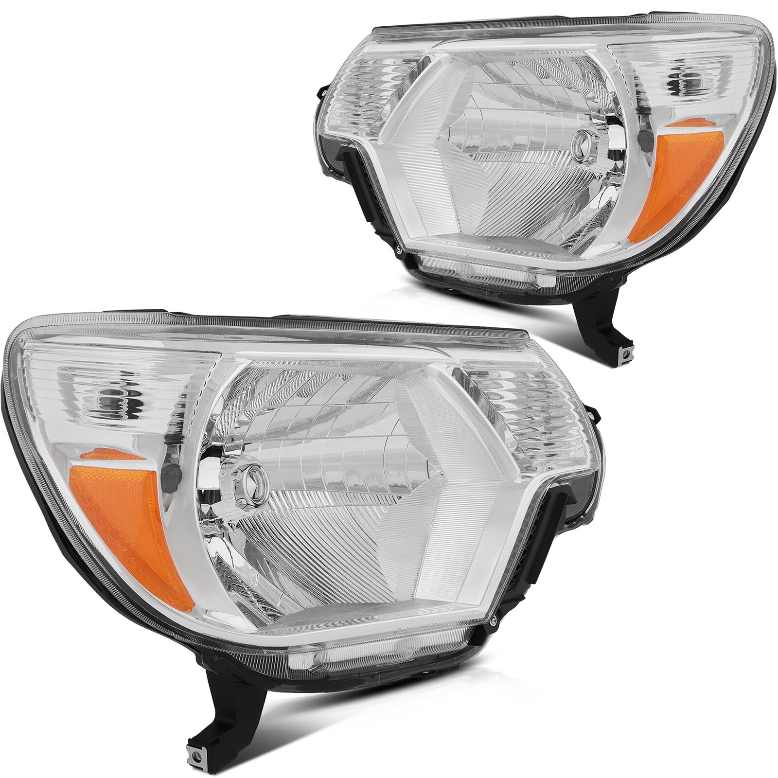 OCPTY Headlight Assembly Pair Replacement For 2012-2015 for Toyota Tacoma Chrome Housing Amber Reflector Clear Lens Bulbs Not In