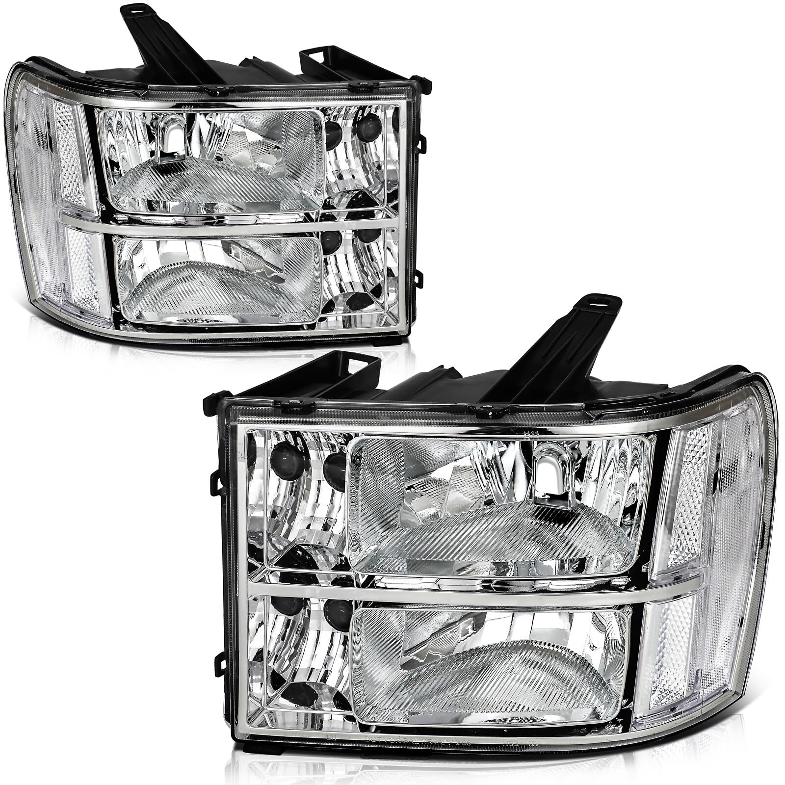 LBRST Headlights Fit 2007-2013 for Sierra 1500, 2007-2014 for Sierra 2500 HD, 2007-2014 for Sierra 3500 HD Driver & Passenger Si