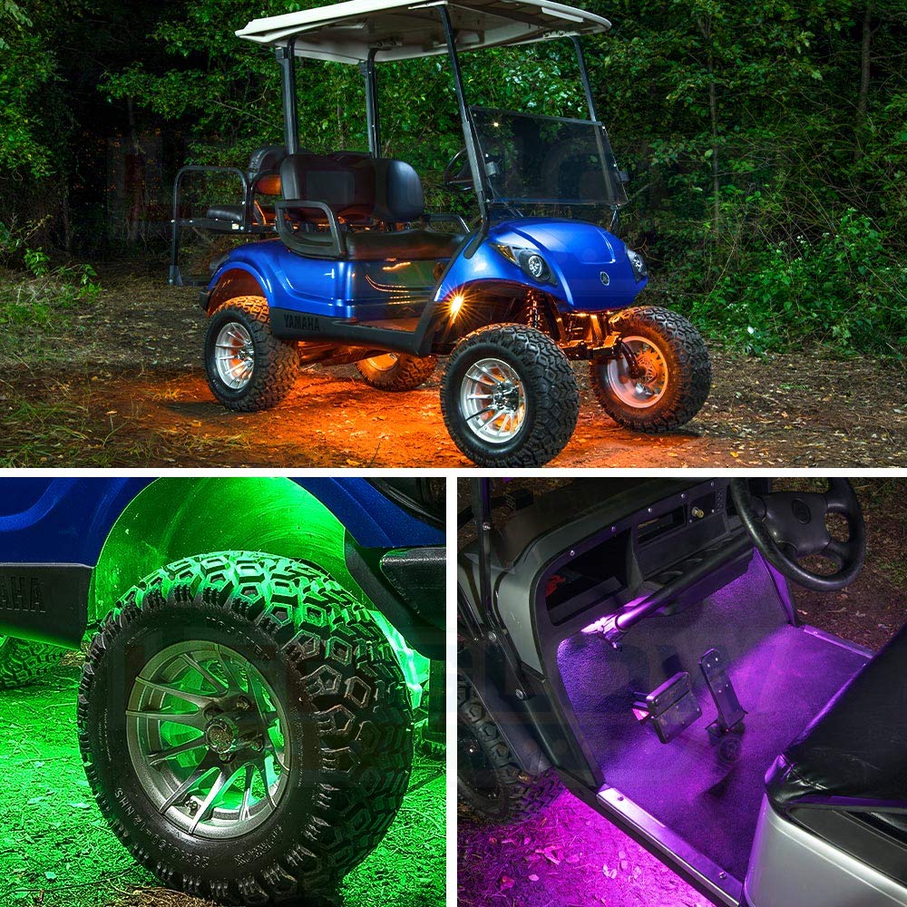 LEDGlow 12pc Million Color LED 4-Seater Golf Cart Underglow Accent Neon Lighting Kit with Wheel Well & Interior Lights for EZGO