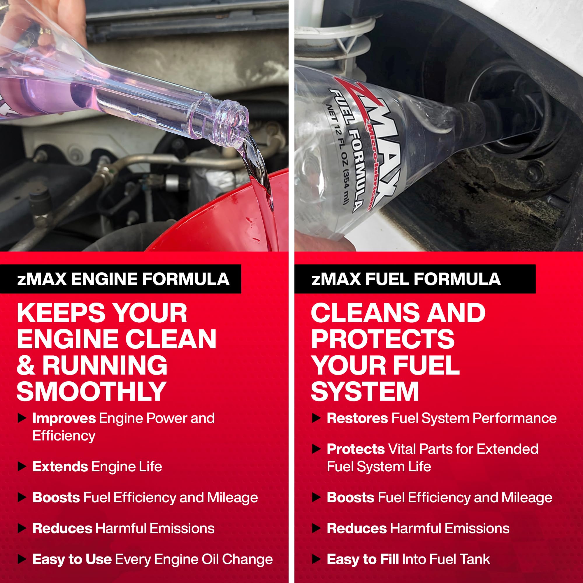 zMAX Engine & Fuel Formula Kit - Reduces Carbon, Lubricates Metal - 12 oz - 2 Pack - Model 58011-2