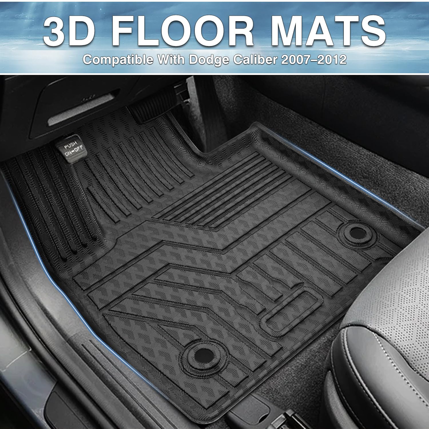 Mixsuper Floor Mats Compatible with 2007-2012 Dodge Caliber / 2007-2017 Jeep Patriot/Compass (Old Body Style) All Weather Floor