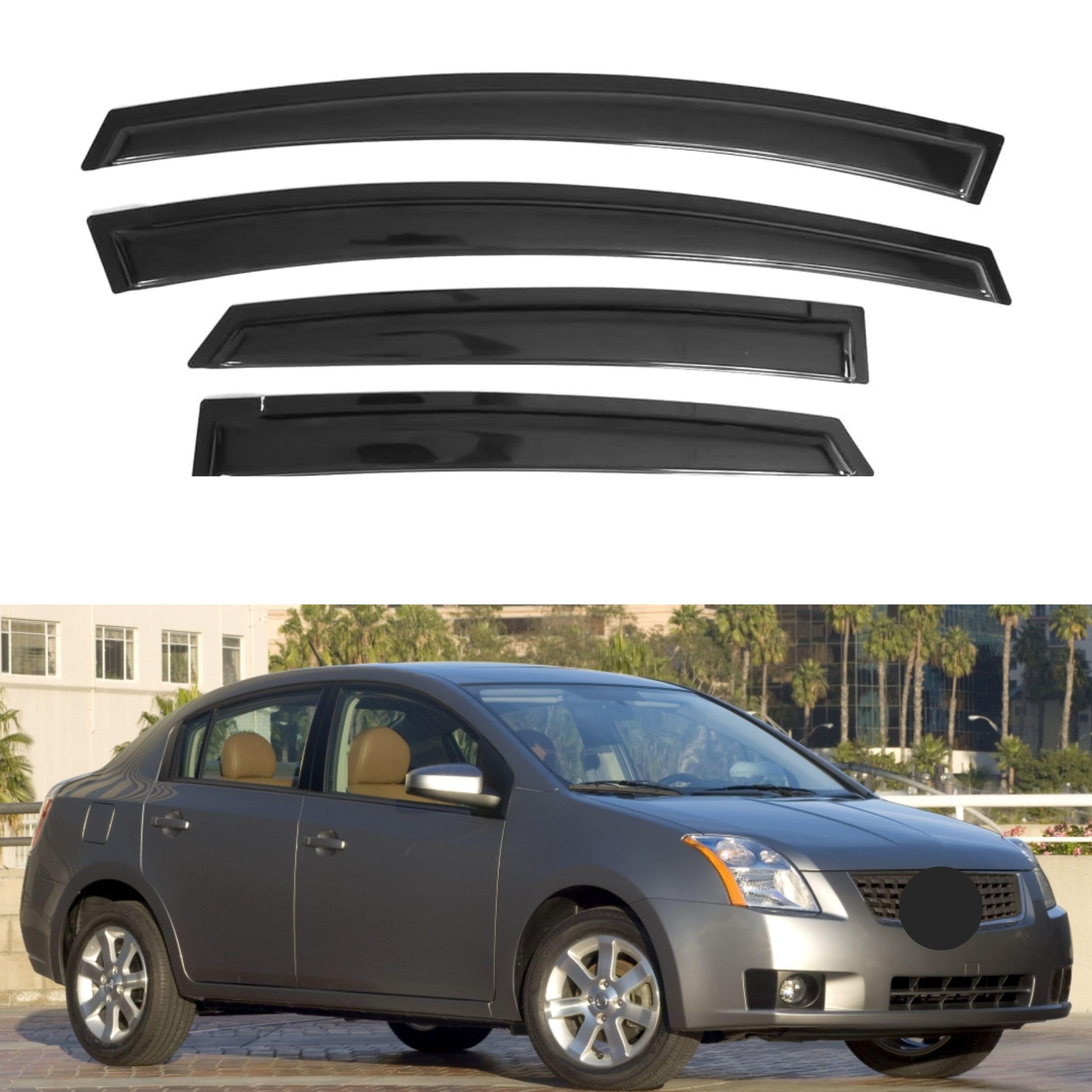 Ig Window Visor For Nissan Sentra Sedan 2000-2006, Rain Guard Tape-On Extra Durable Sun Wind Side Vent Window Deflector, 2000 20