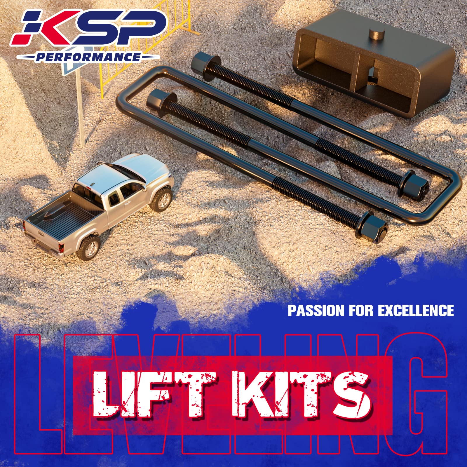 KSP PERFORMANCE 2" Lift Block for Chevy Silverado & GMC Sierra 1500HD 2500HD 3500HD, Alloy Steel, Black, Rear Leveling Kit