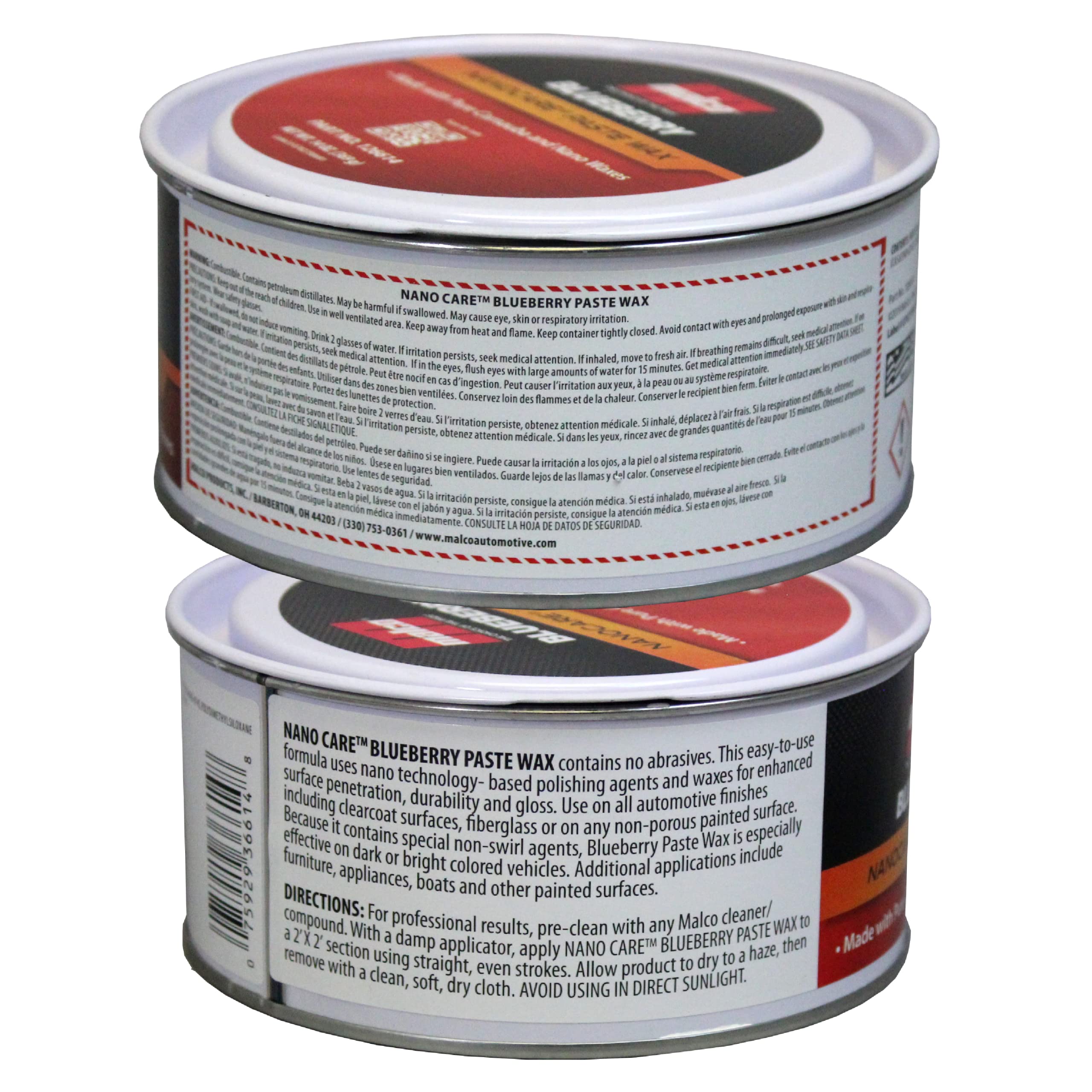 Malco Nano Care Blueberry Paste Wax - High Gloss Finish, 14 Oz, Model 8523699782 - Premium Wax for Fiberglass & Painted Surfaces