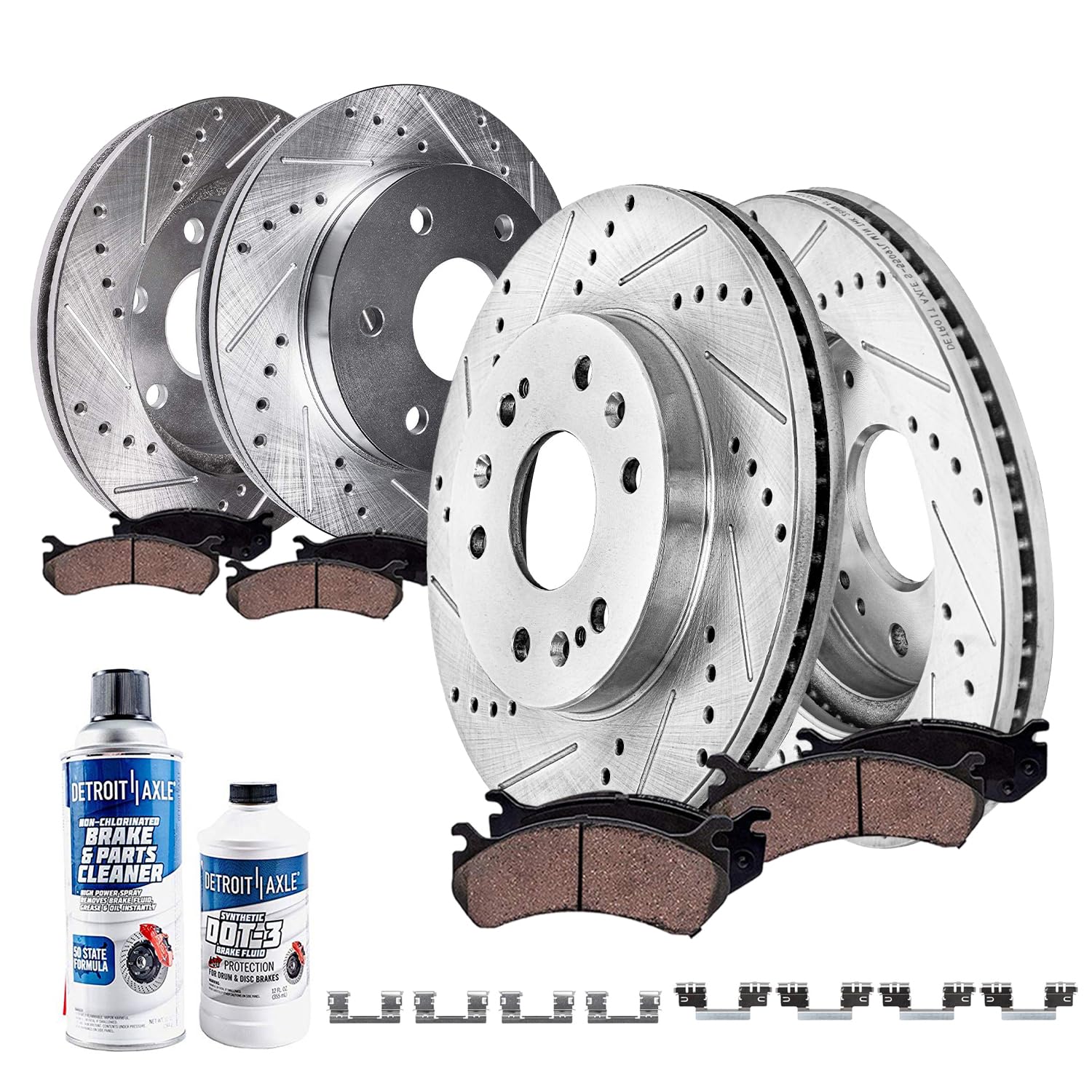 Detroit Axle - Brake Kit For 2014-2018 Chevy Gmc Silverado Sierra 1500, 2015-2020 Suburban Tahoe Yukon Xl Escalade Esv Drilled S