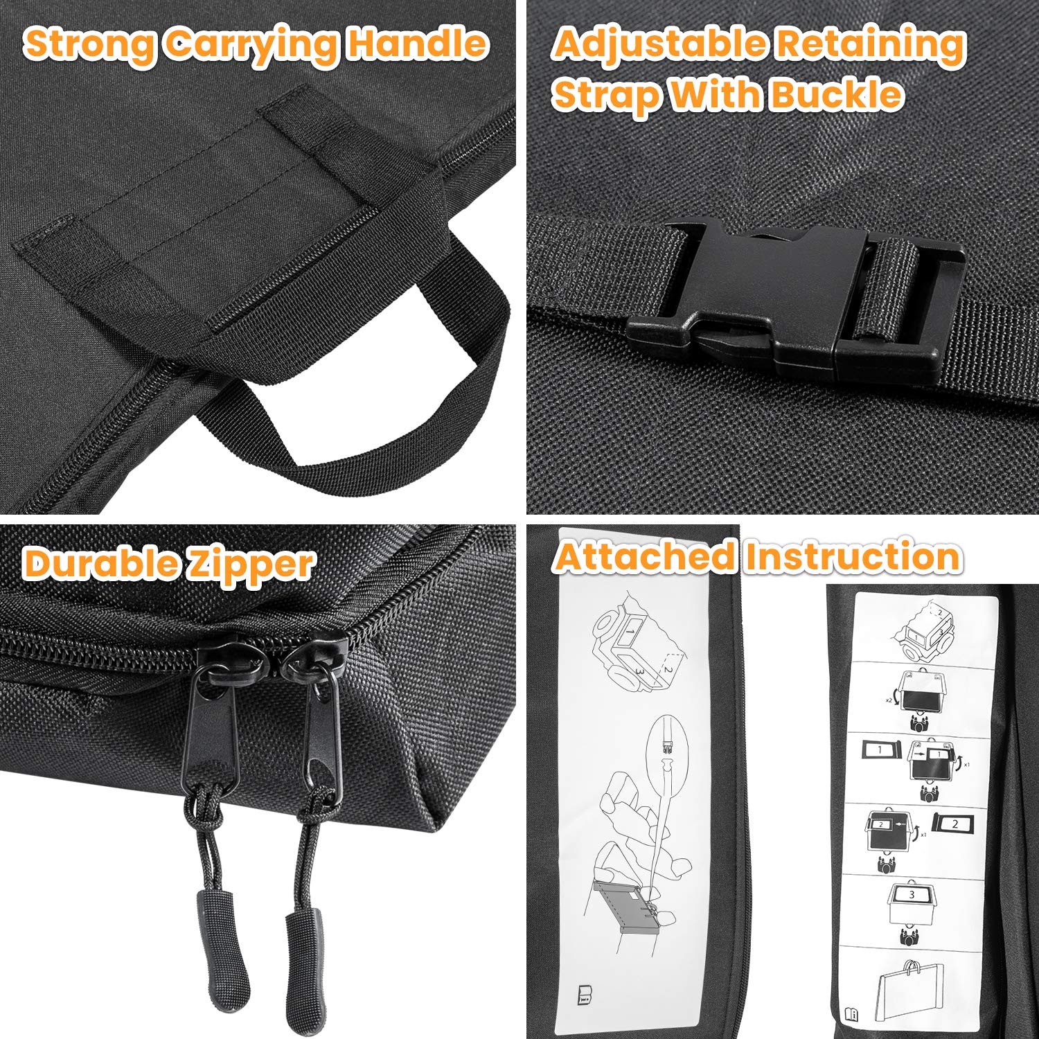Soft Top Window Storage Bag for 2018-2024 Jeep Wrangler JL JLU Sports Sahara Freedom Rubicon Unlimited 2-Door & 4-Door Replace 6