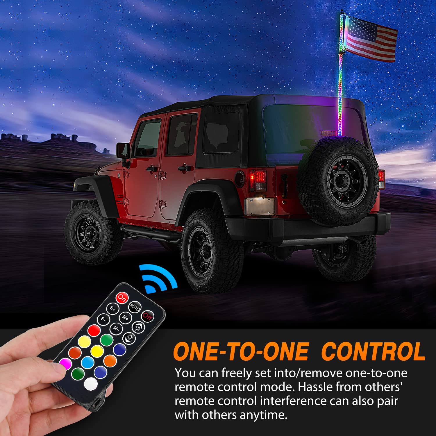 Nilight 1Pc 3Ft Spiral Rgb Led Whip Light W/Rgb Chasing/Dancing Lights Rf Remote Control Lighted Antenna Whips For Can-Am Atv Ut