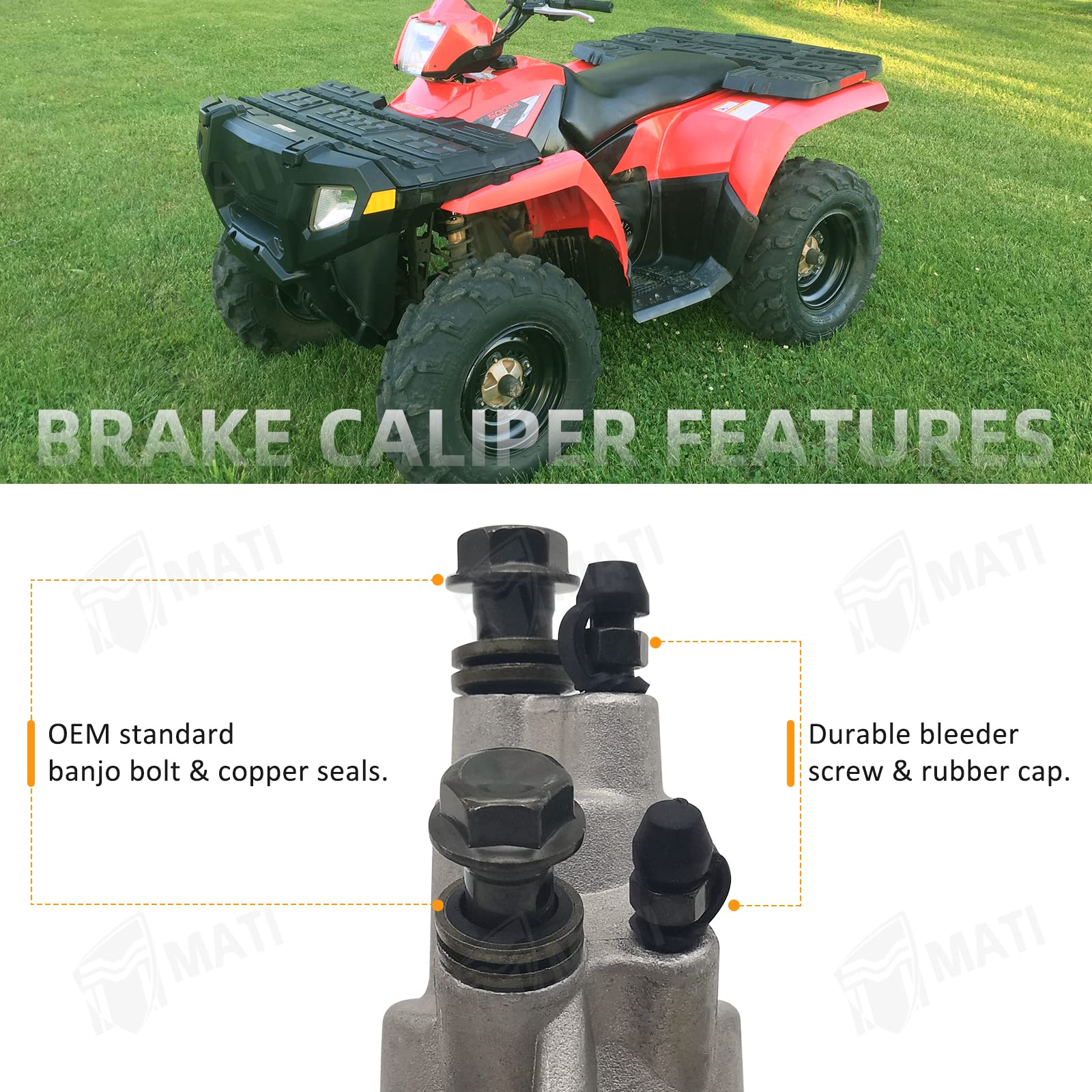 M Mati Rear Brake Master Caliper Assembly For Polaris Sportsman 400 450 500 600 700 800 1911075 1910690 With Pads