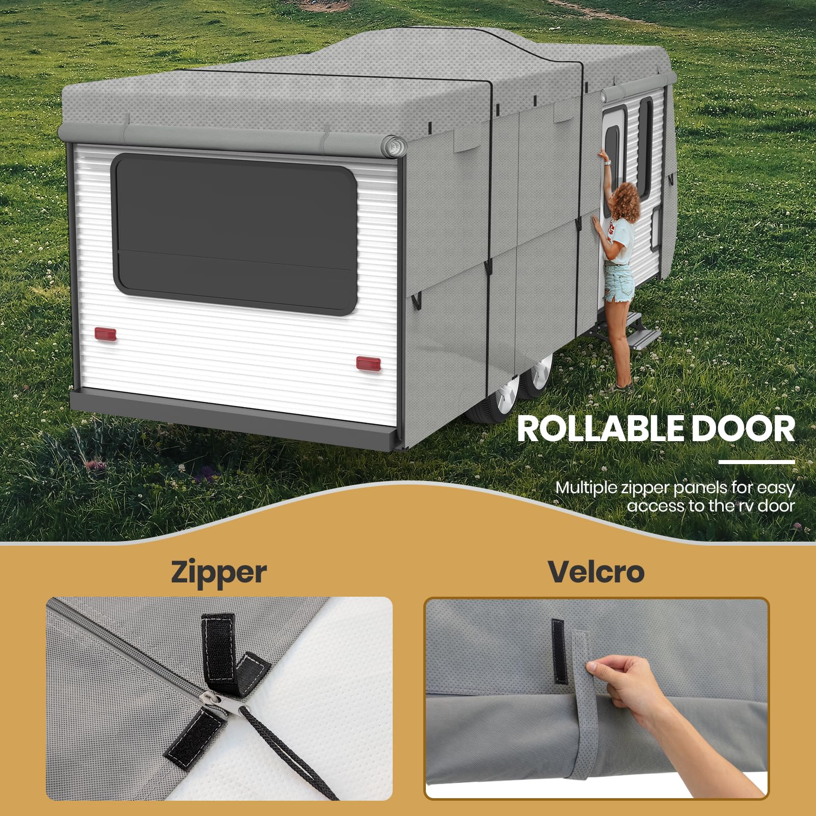 Leader Accessories Windproof RV Cover 27'-30' - Extra Thick, Anti-UV, Ripstop with 4 Tire Covers & Repair Patches
