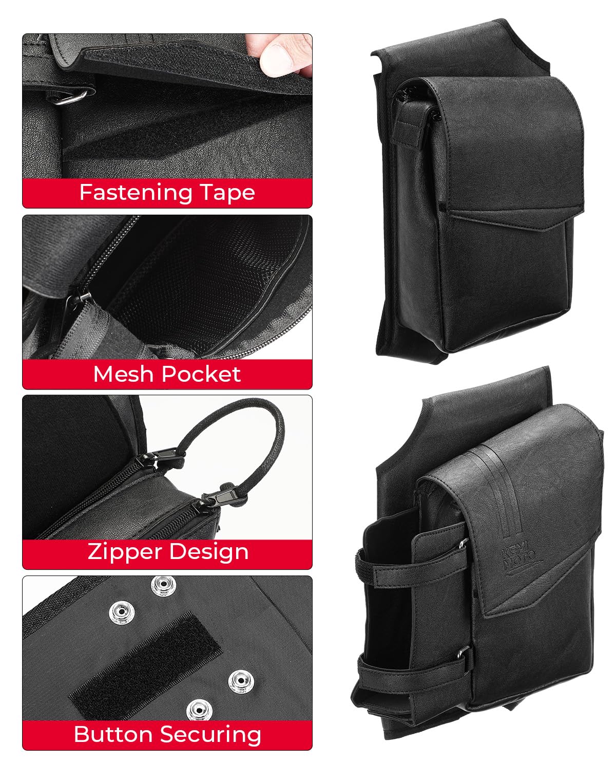 KEMIMOTO Side Saddlebag Guard Bag Organizer with Water Bottle Holder Faux Leather Compatible with Touring Road King Electra Glid