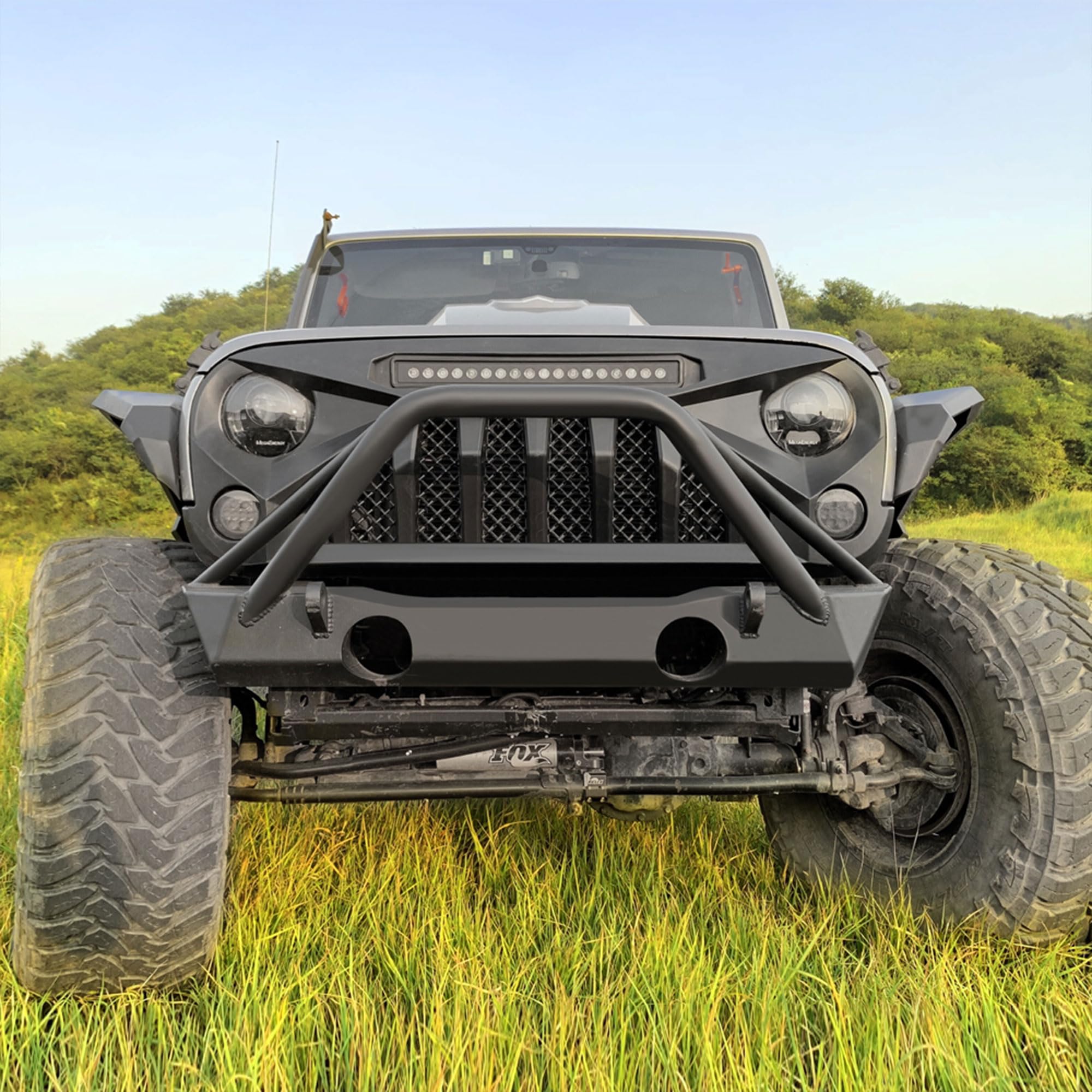 American Modified Gladiator Vader Easy Installation Front Grille Cover For 2007-2018 Jeep Wrangler, Jk/Jku, Rubicon, & Sahara Sp