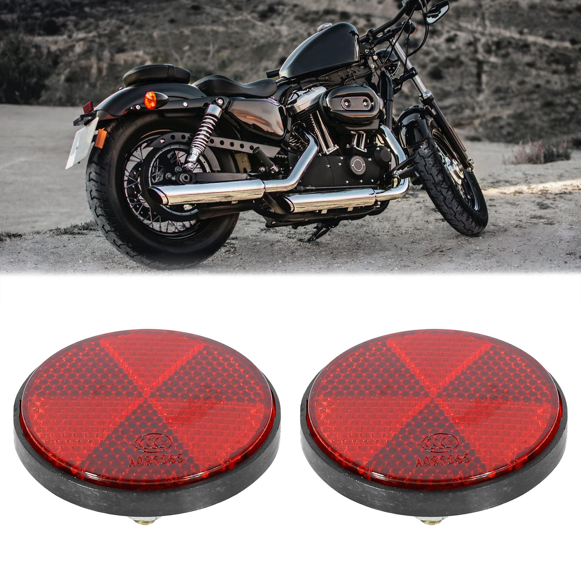 F Fierce Cycle Pair M6X1.0 Red Plastic Universal Screw Mount Reflective Warning Reflector For Motorcycle Bike