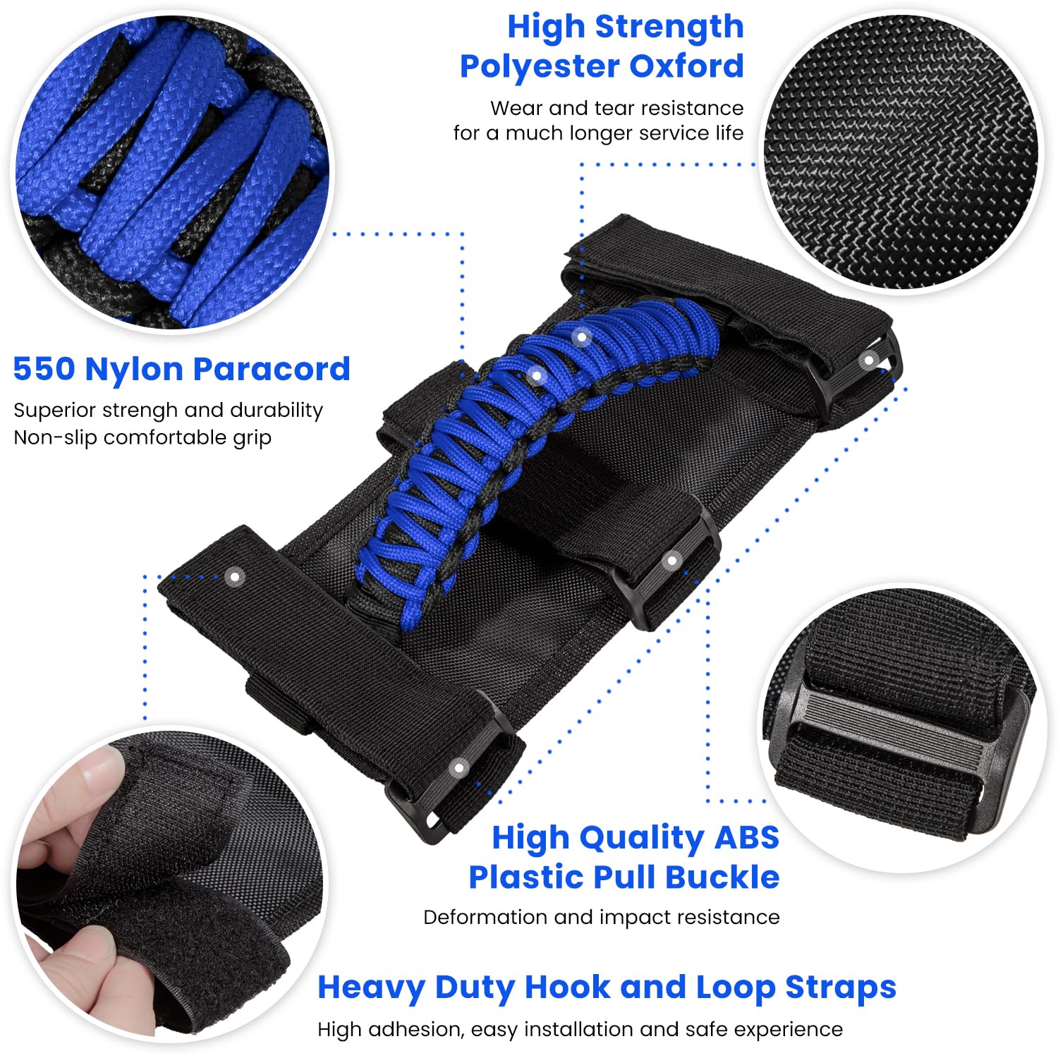 4 x Roll Bar Grab Handles Grip Handle for Jeep Wrangler JK JKU JL JLU TJ YJ Sports Sahara Freedom Rubicon Unlimited Gladiator JT