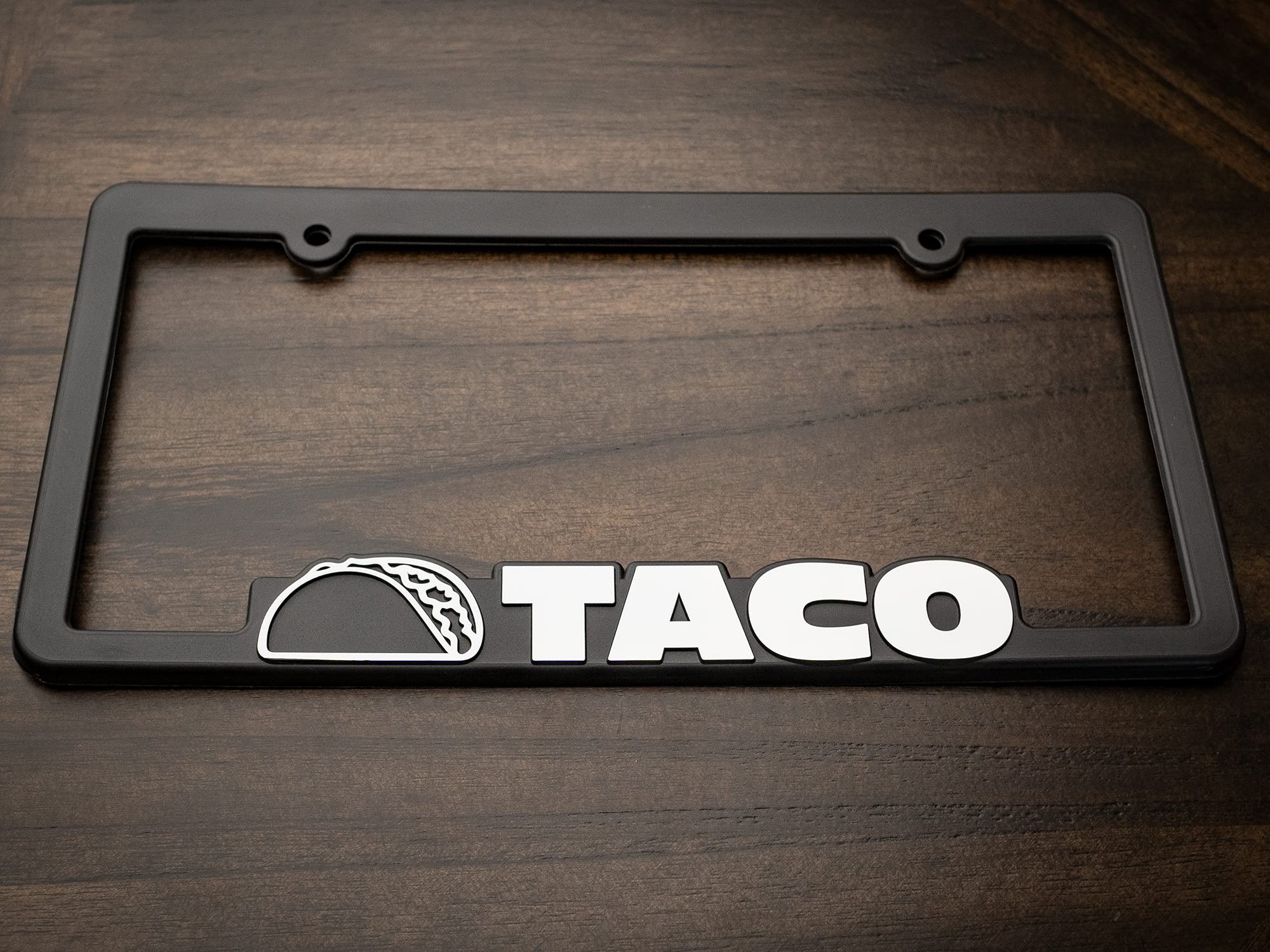 Custom Car Gear Taco License Plate Frame - 3D Raised Letters, Durable Polyethylene Material