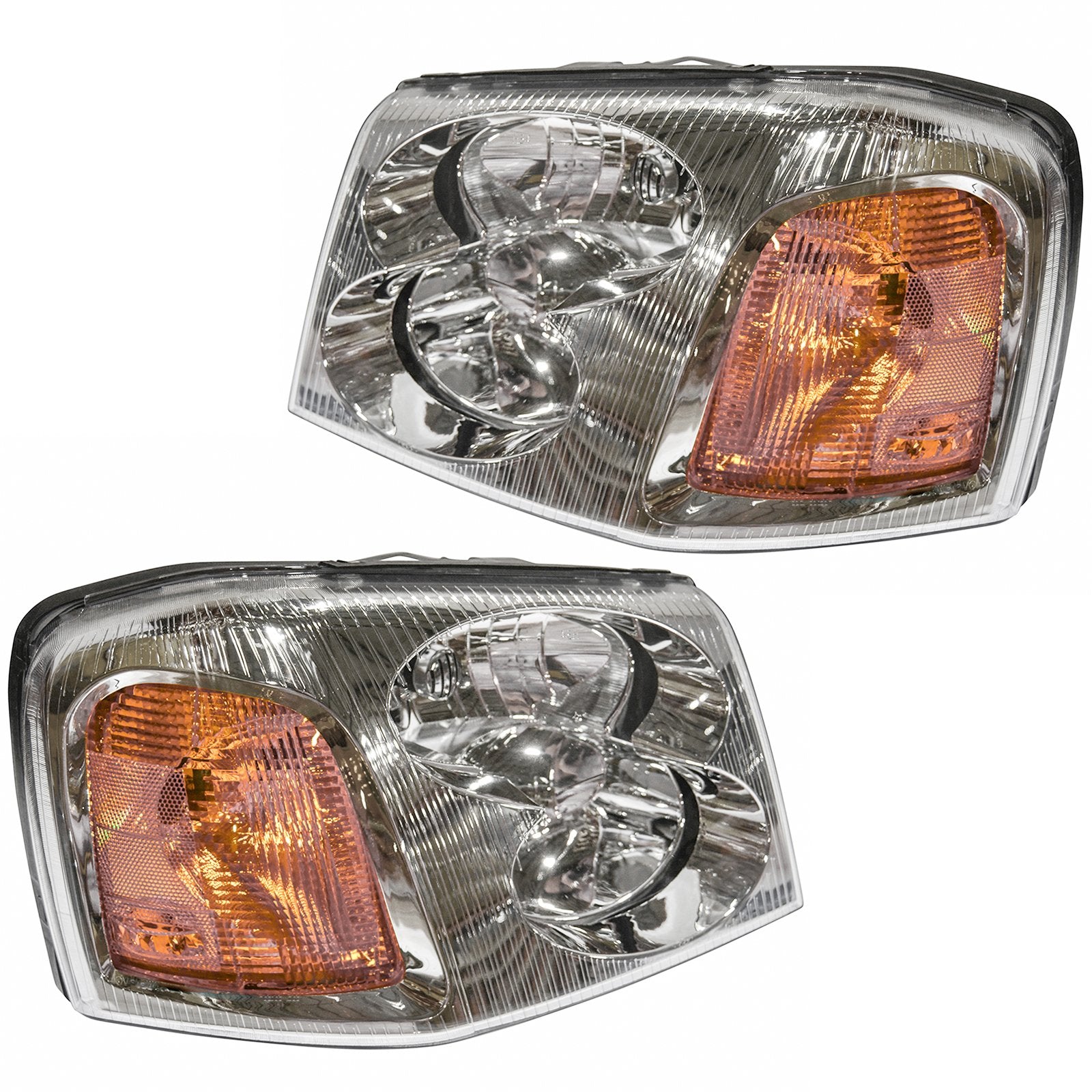 Trq Driver & Passenger Side Headlight Assembly Set Headlights Driver & Passenger Side Compatible With 2002-2009 Gmc Envoy 2002-2