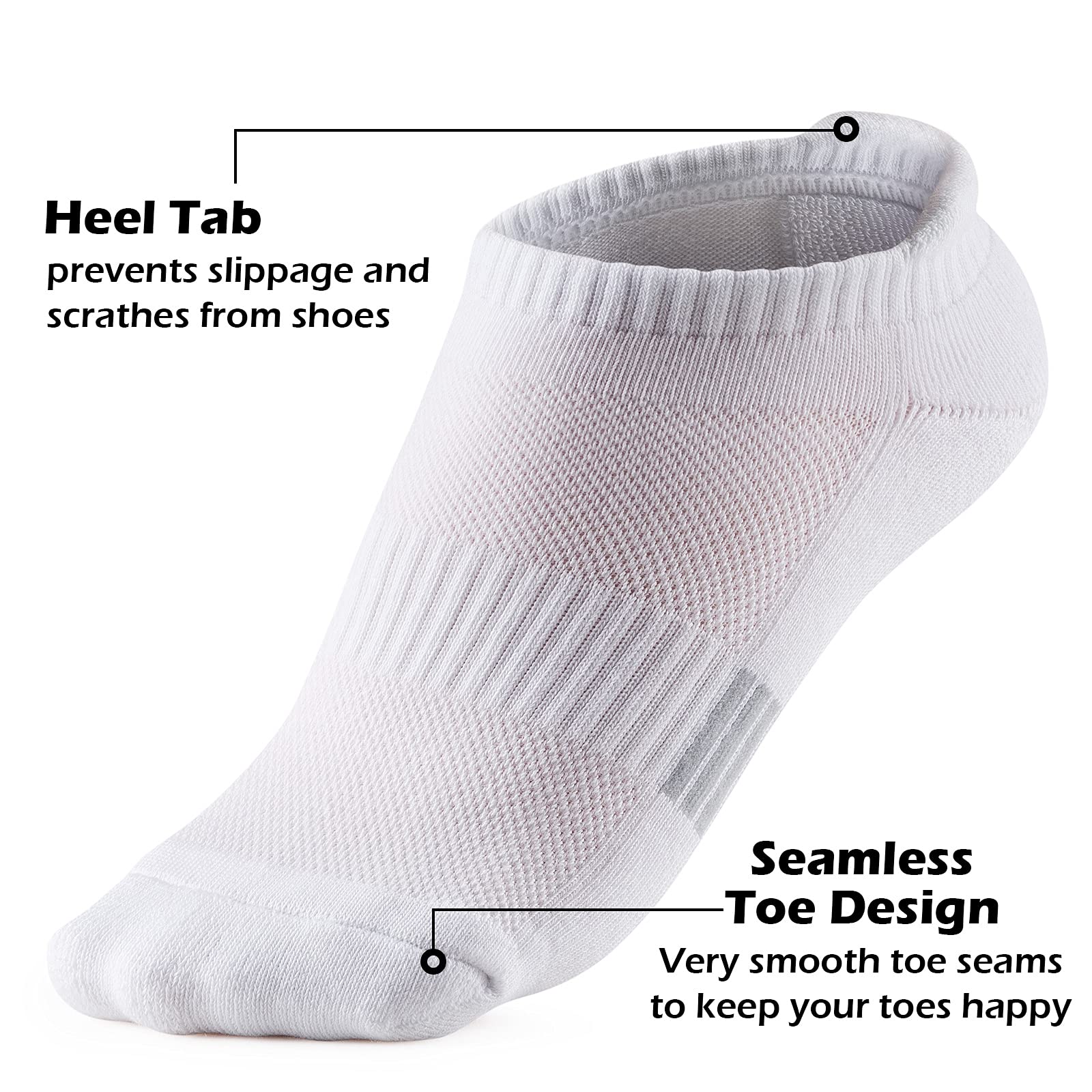 Gonii Ankle Socks Womens Running Athletic No Show Socks Cushioned 5-Pairs White
