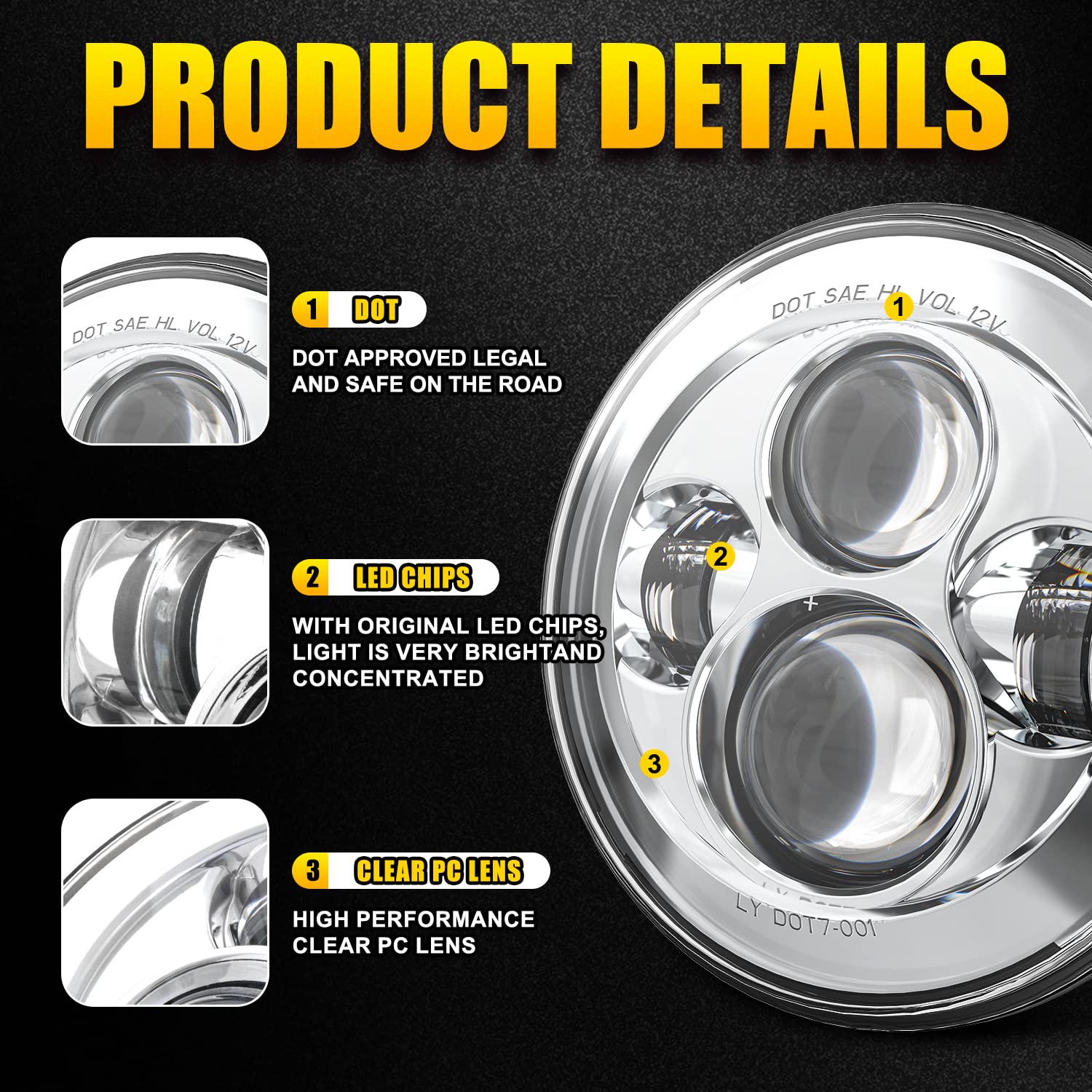 Lx-Light 1000% Bright 7 Inch Led Headlights Anti-Glare Round H6024 Led Headlight Compatible With Jeep Wrangler Jk Jku Tj Lj Chev