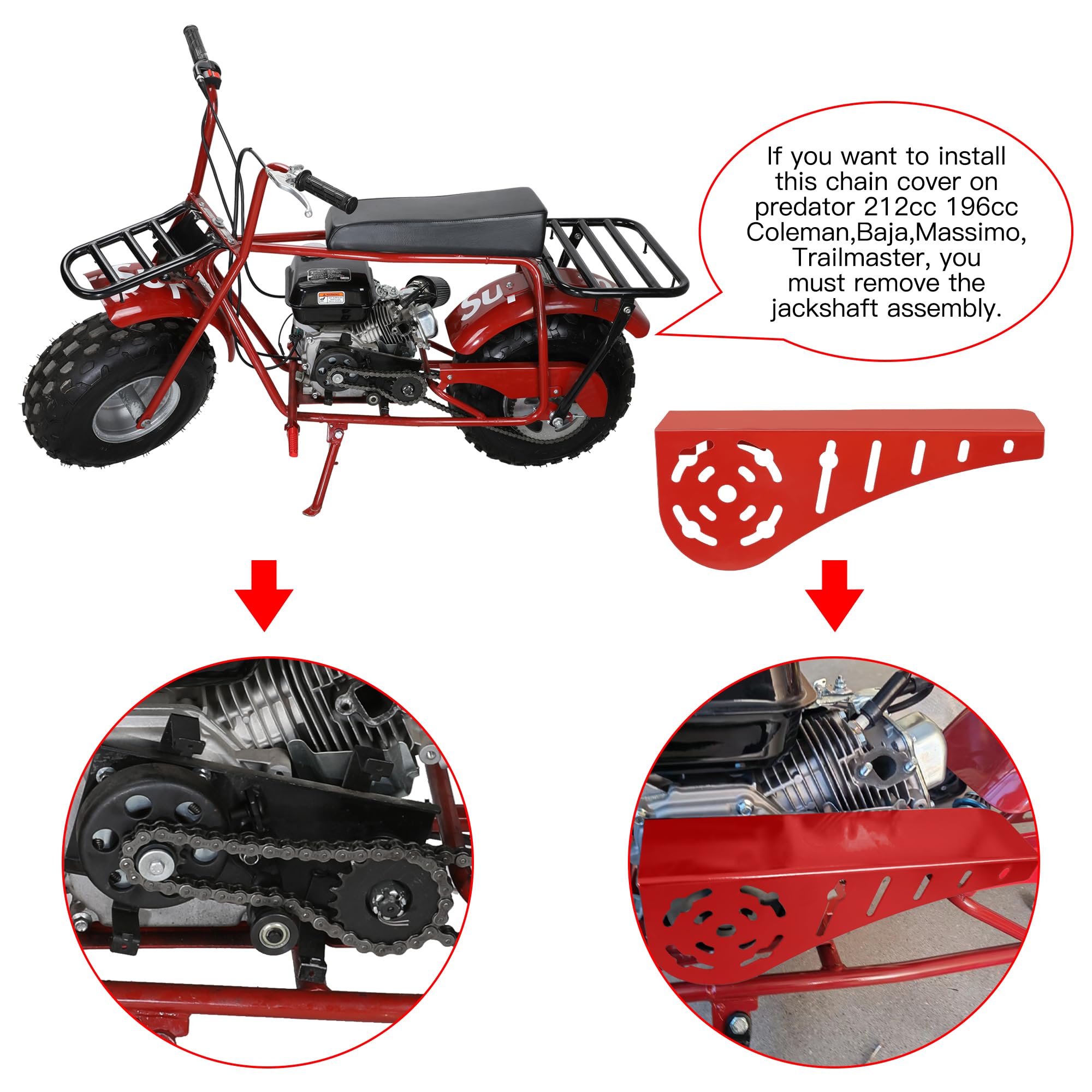 GREHUA Mini Bike Chain Guard Clutch Cover for Predator 212cc, Red, Model GR-LHQZ-212R