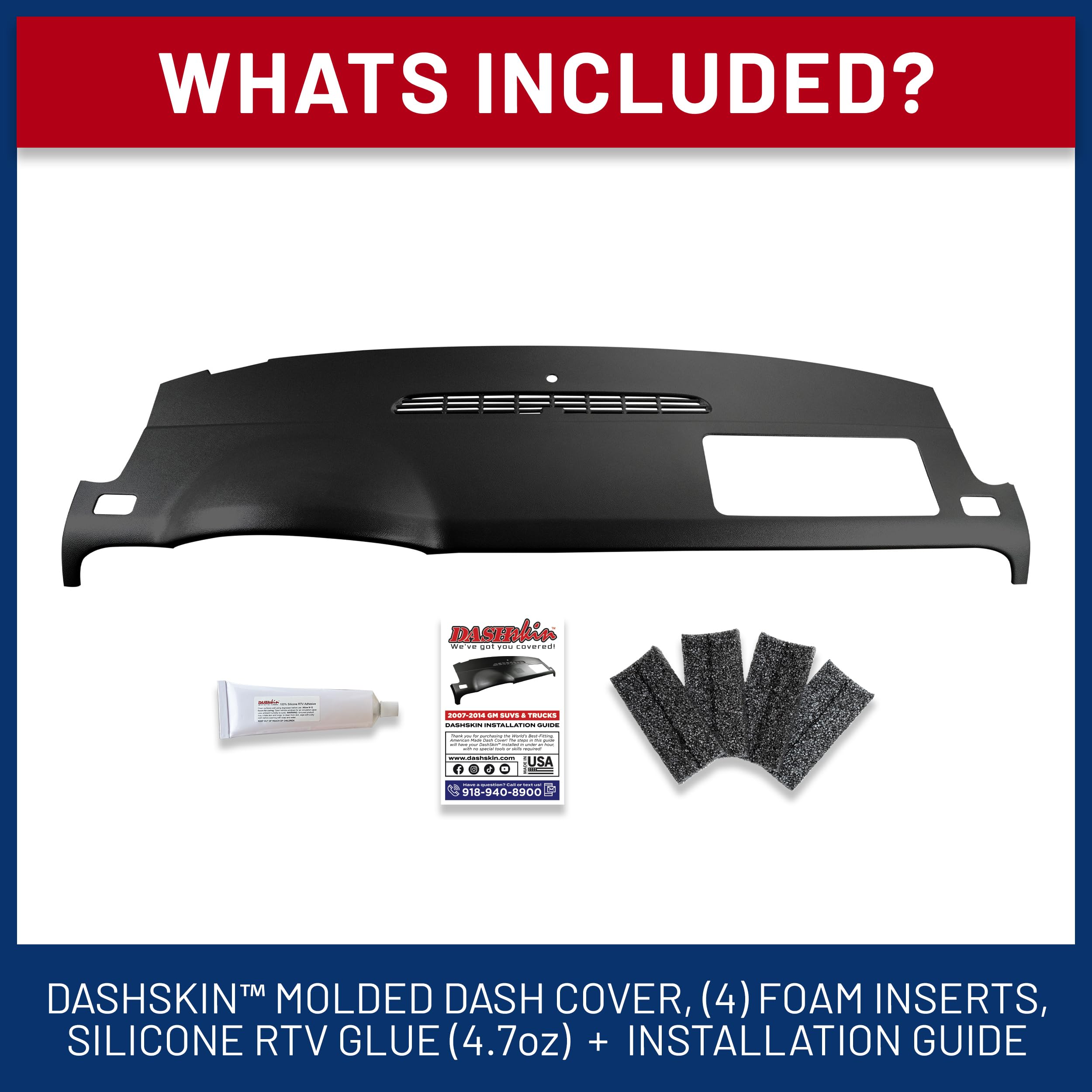 Dashskin Usa American Made Dash Cover Cap Compatible With 07-14 Tahoe Suburban Yukon Avalanche - Easy Cracked Dash Fix - W/O Spe