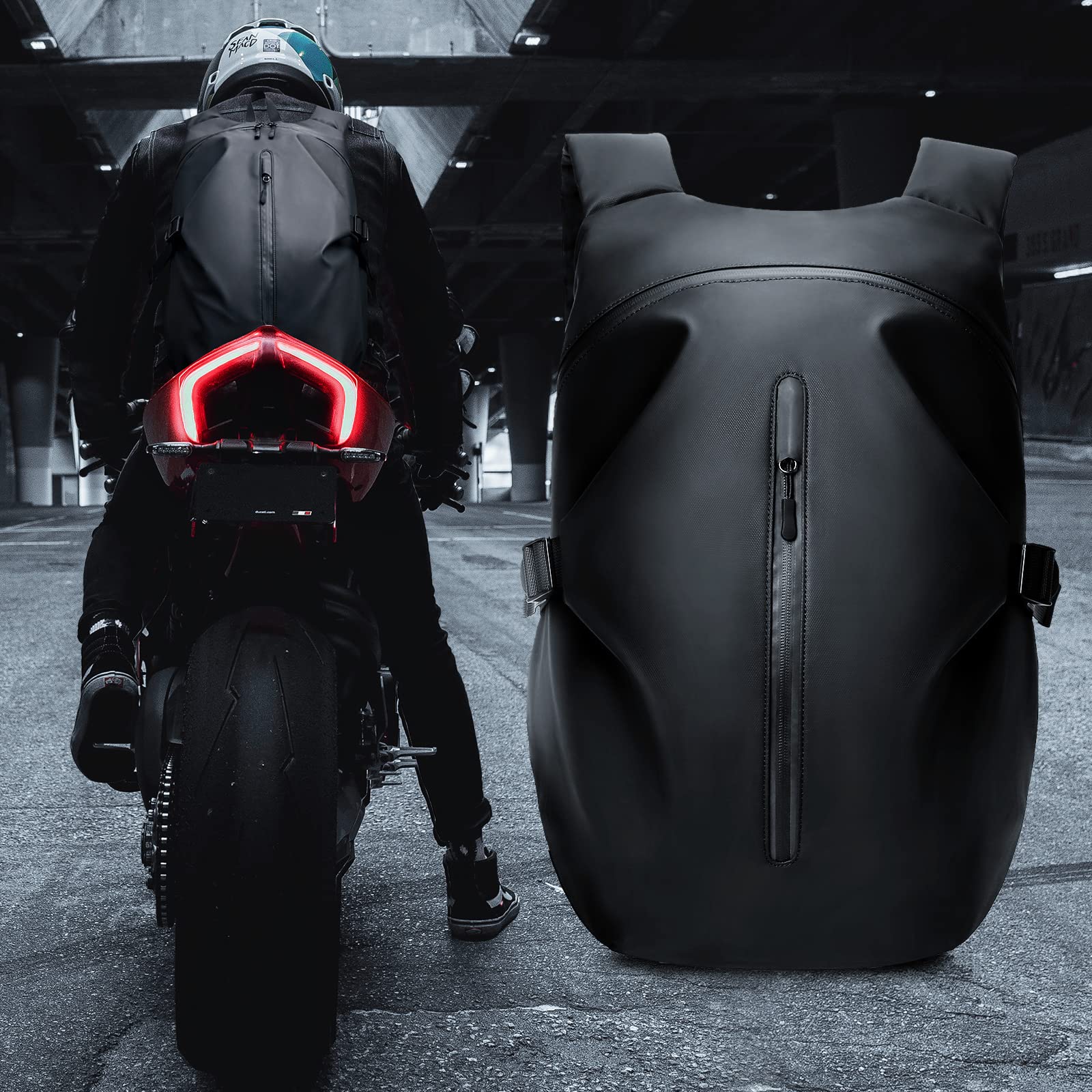 Weplan Motorcycle Backpack,Waterproof Helmet Backpack For Men,Motorcycle Accessories,Riding Bags,Bikers Backpack,Laptop Bag,Travel Backpack,Large Capacity Student School Bag
